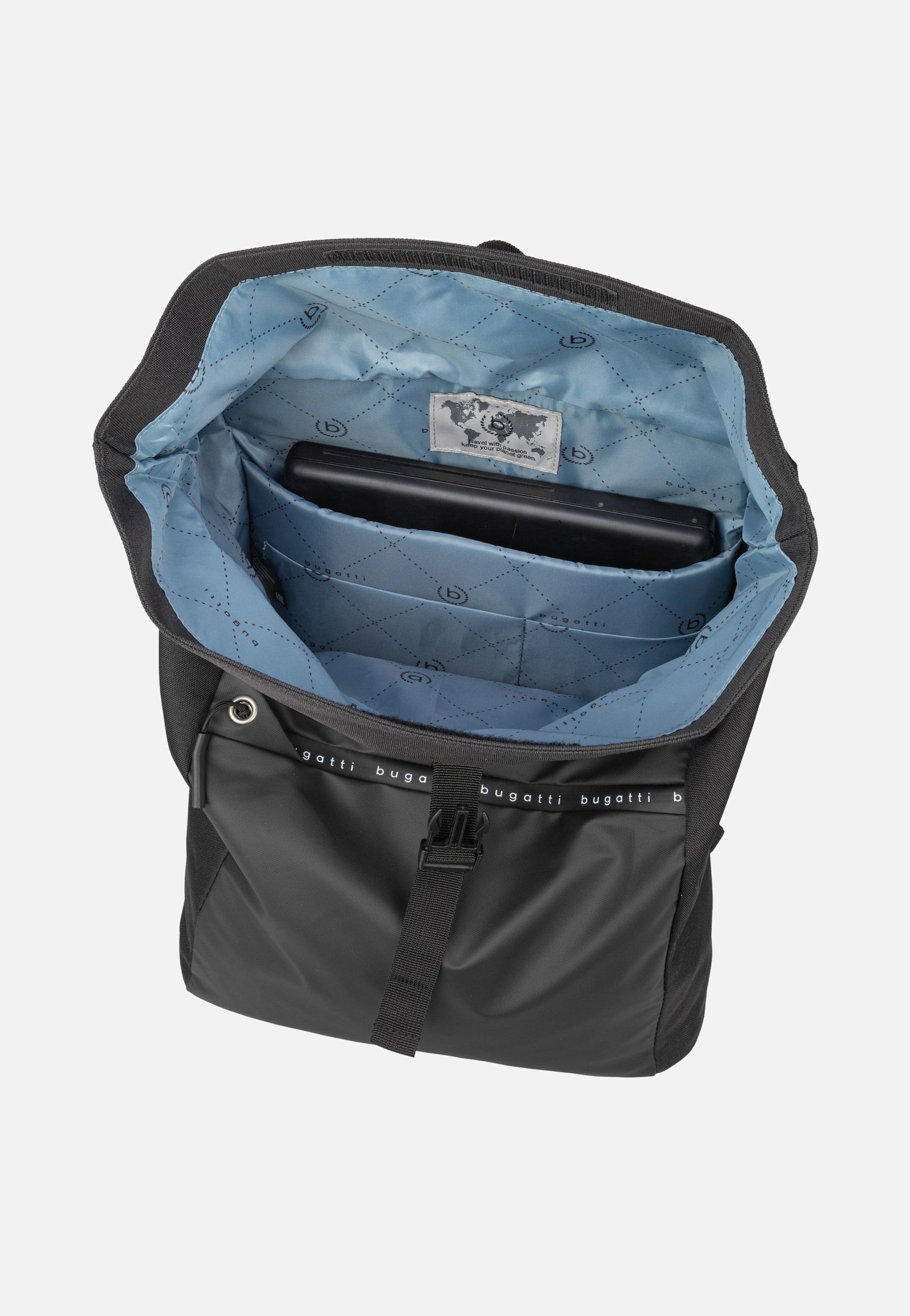 Bugatti Blanc DeLight Backpack with Rolltop Schwarz Rolltop Backpack