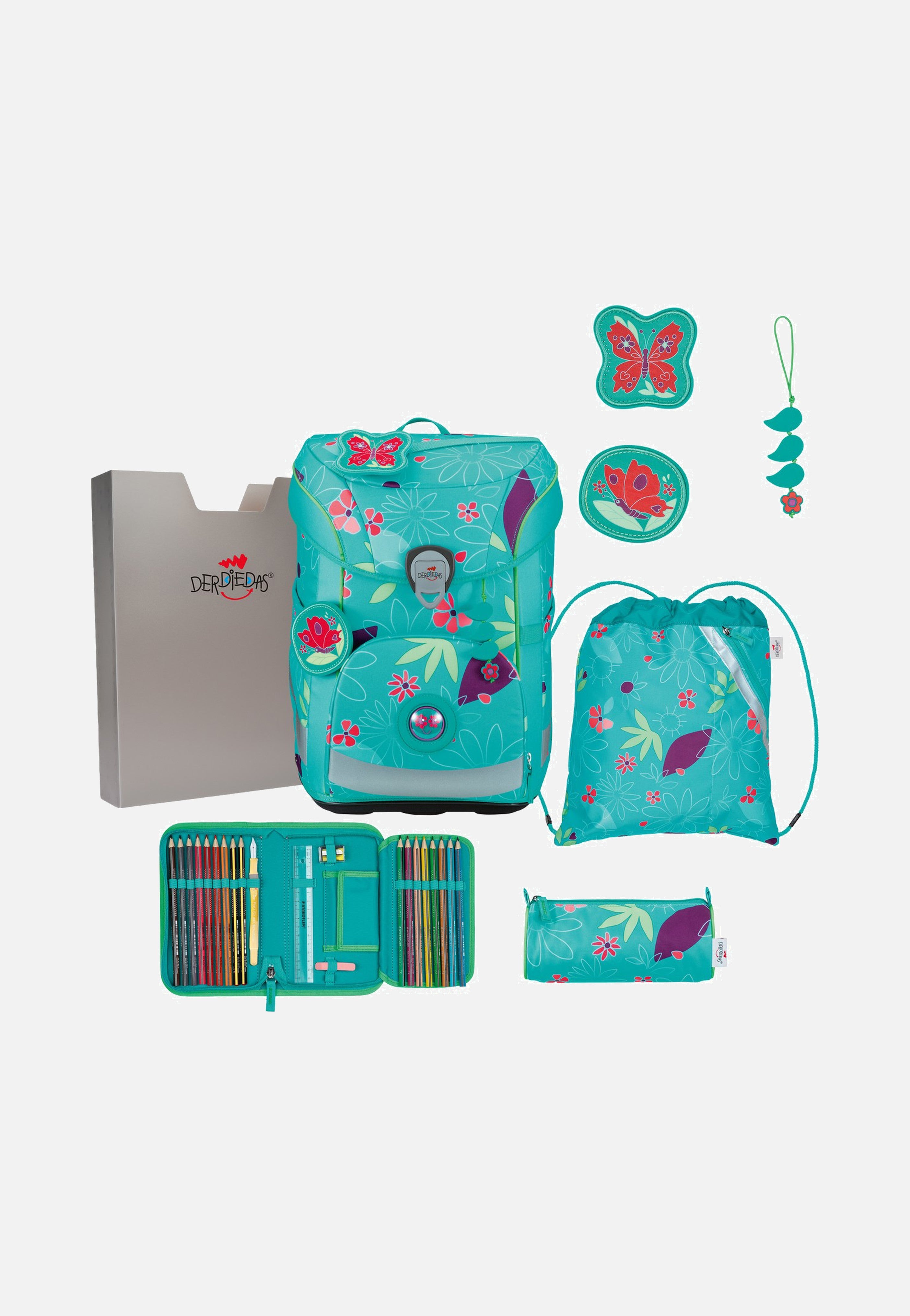 DerDieDas ErgoFlex Easy Set Butterfly Garden School Backpack