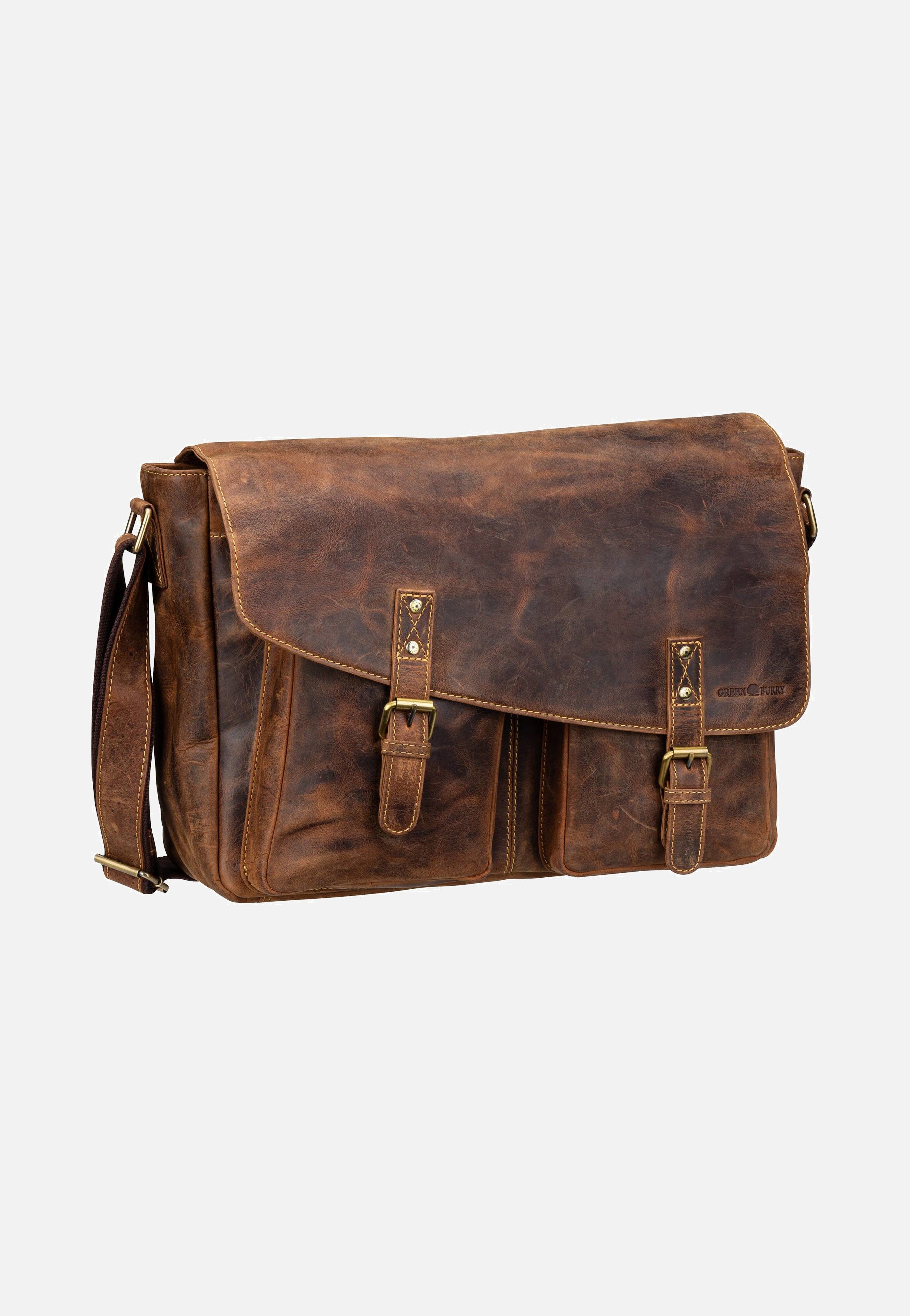 Greenburry Vintage 1541 Revolver Bag XL Sattelbraun Messenger Bag