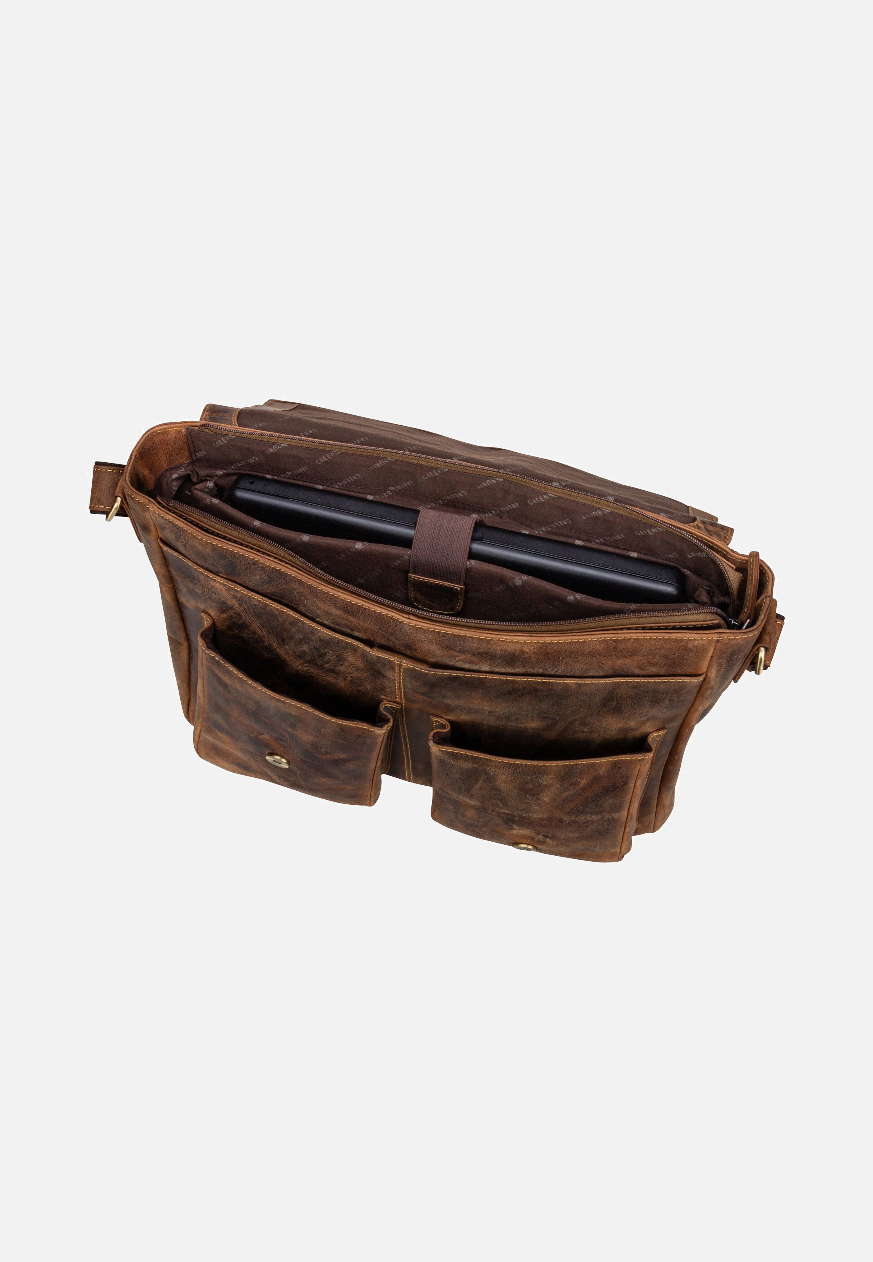 Greenburry Vintage 1541 Revolver Bag XL Sattelbraun Messenger Bag