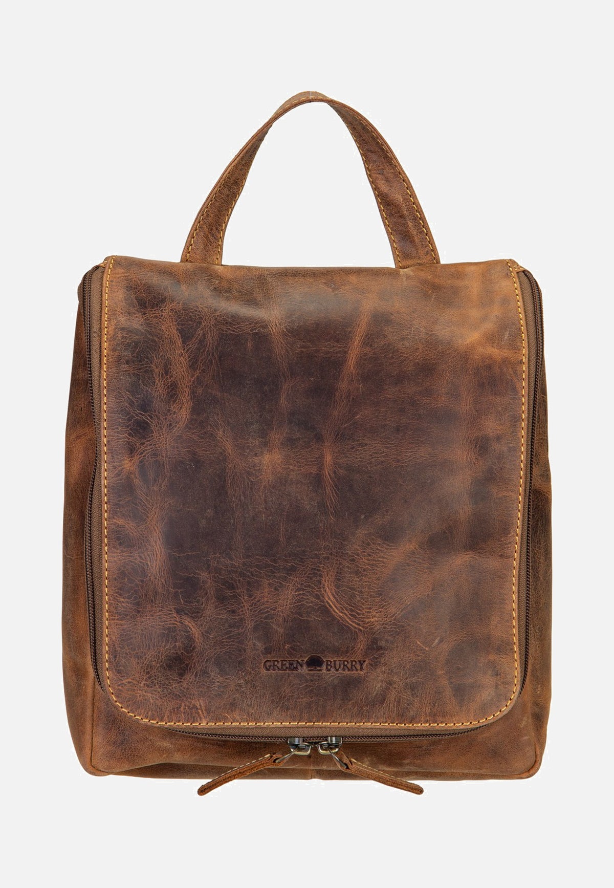 Greenburry Vintage 1735 Leder Sattelbraun Toiletry Bag