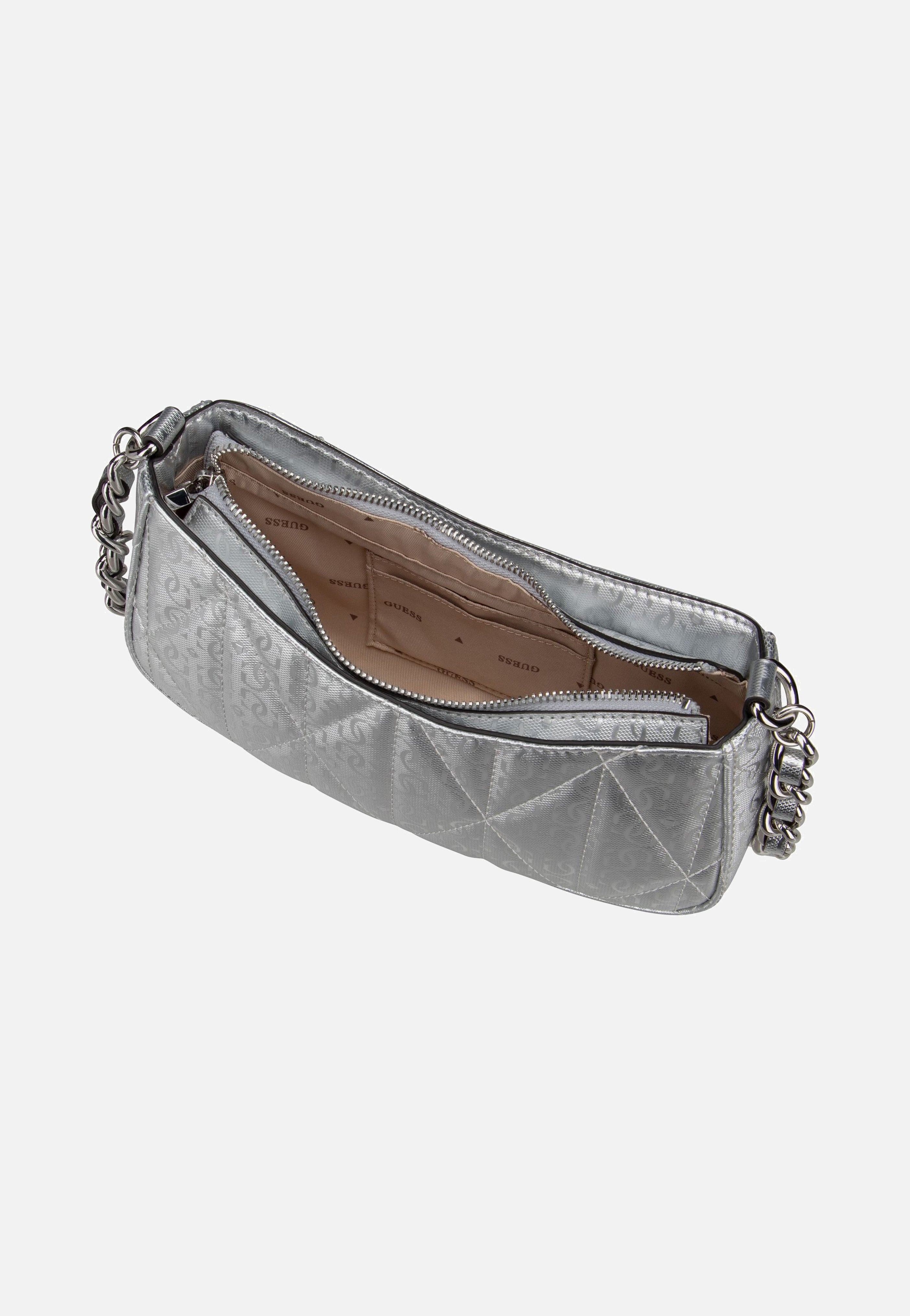 Guess Aldina Top Zip SHB 63170 Silver Evening Bag