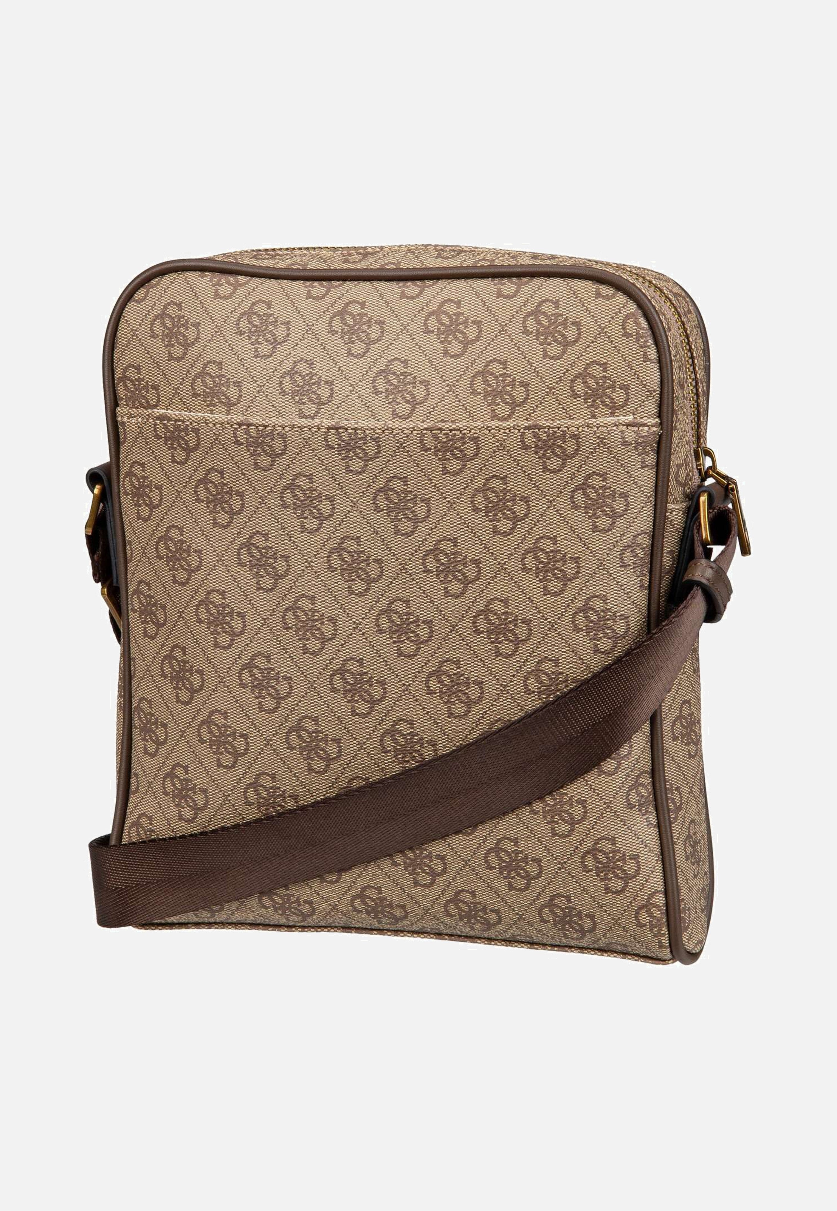 Guess - Milano 4G Eco Top Zip Beige/Brown - Crossbody Bag | Men-Image