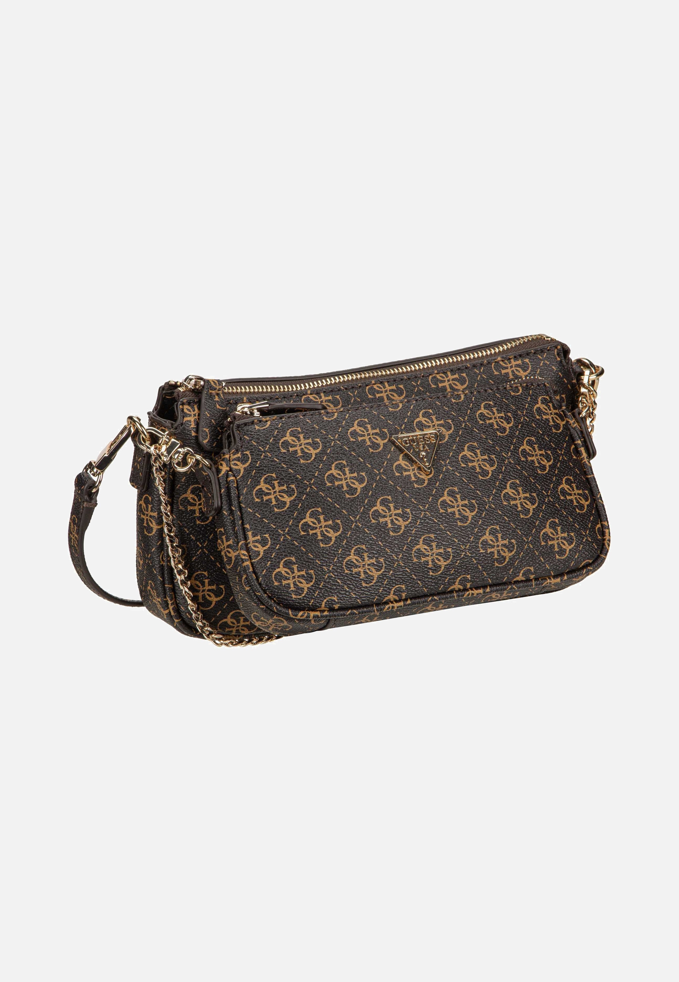 Guess Noelle II Double Pouch CB 72710 Logo Brown Crossbody Bag