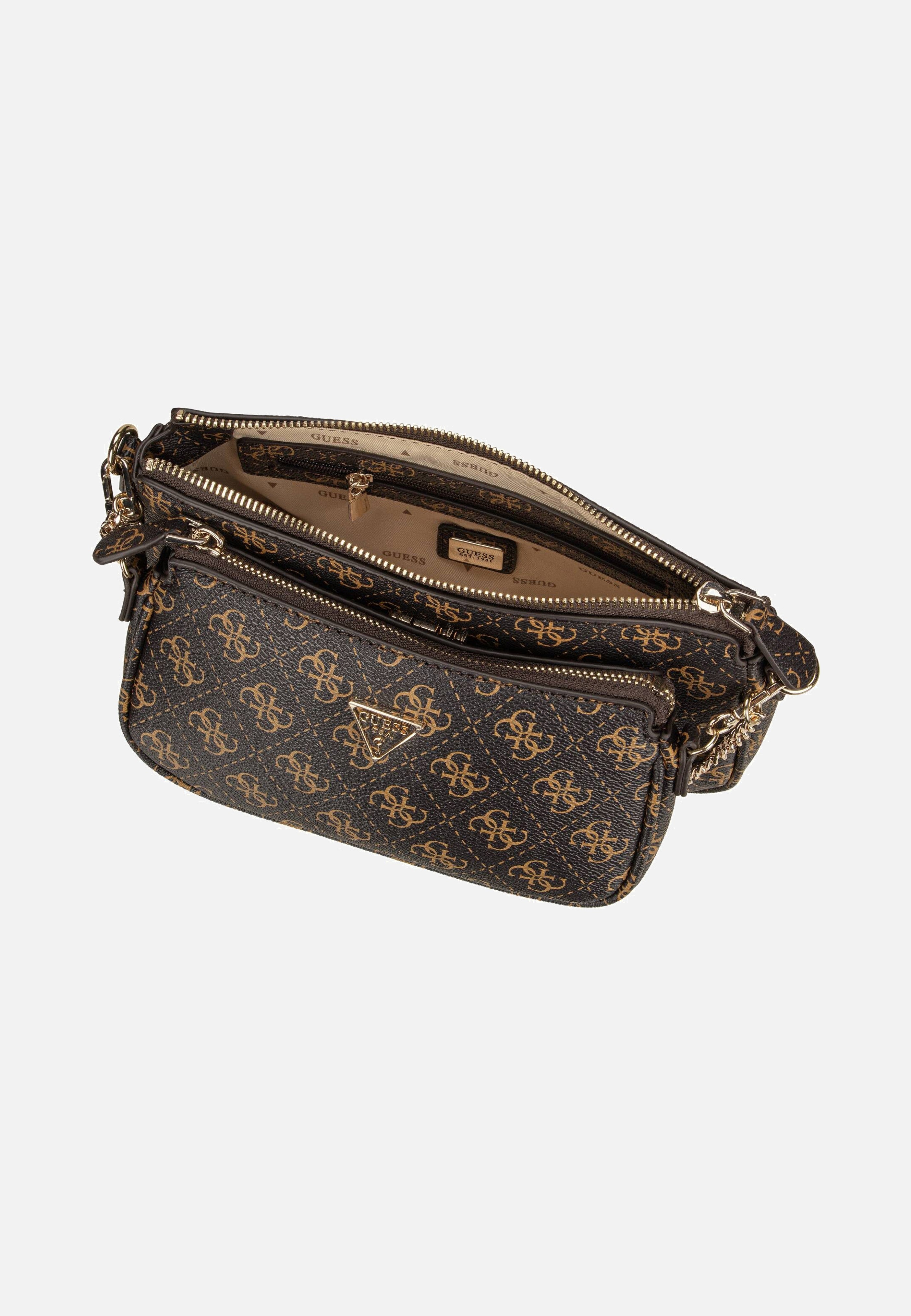 Guess Noelle II Double Pouch CB 72710 Logo Brown Crossbody Bag