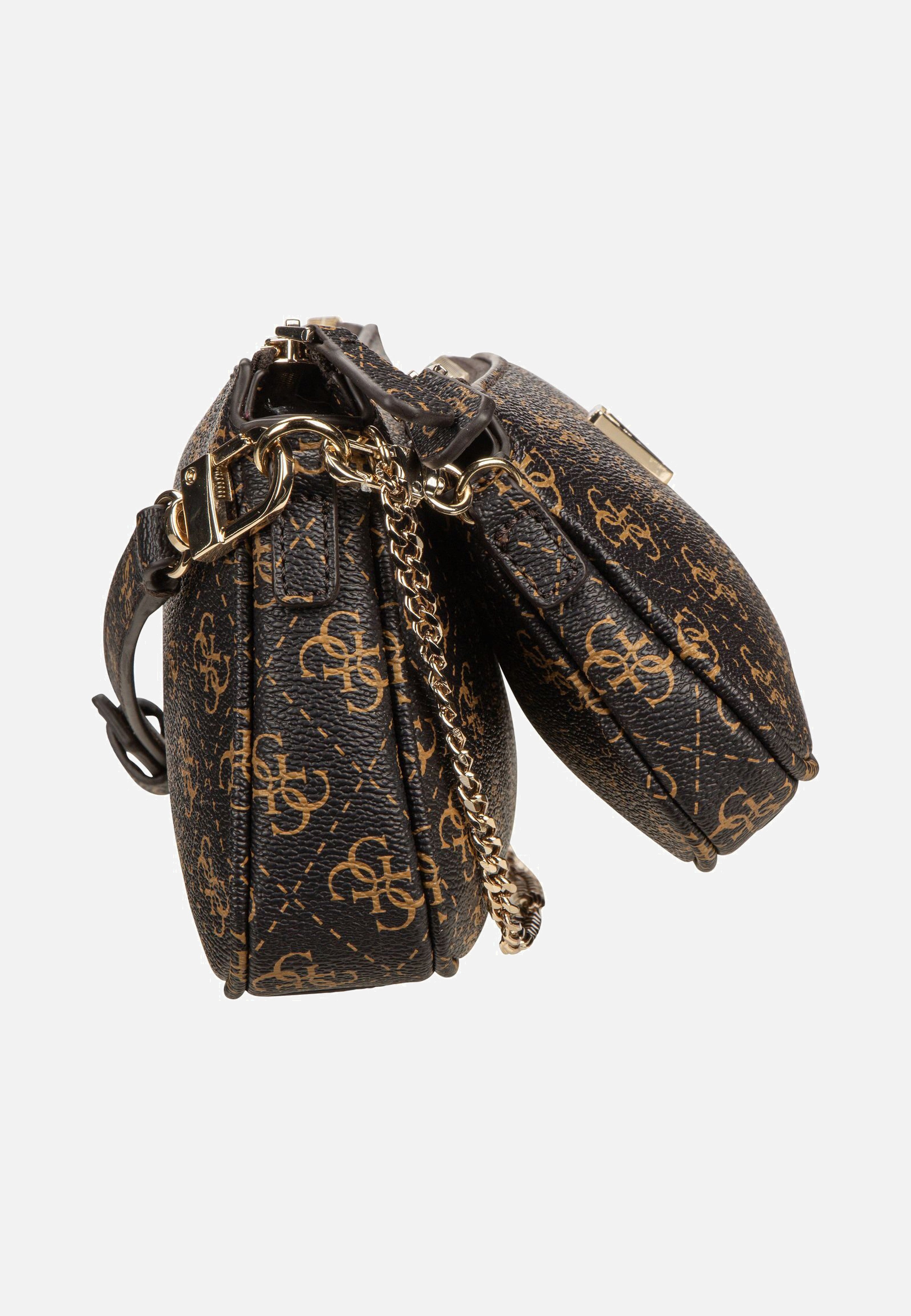 Guess Noelle II Double Pouch CB 72710 Logo Brown Crossbody Bag