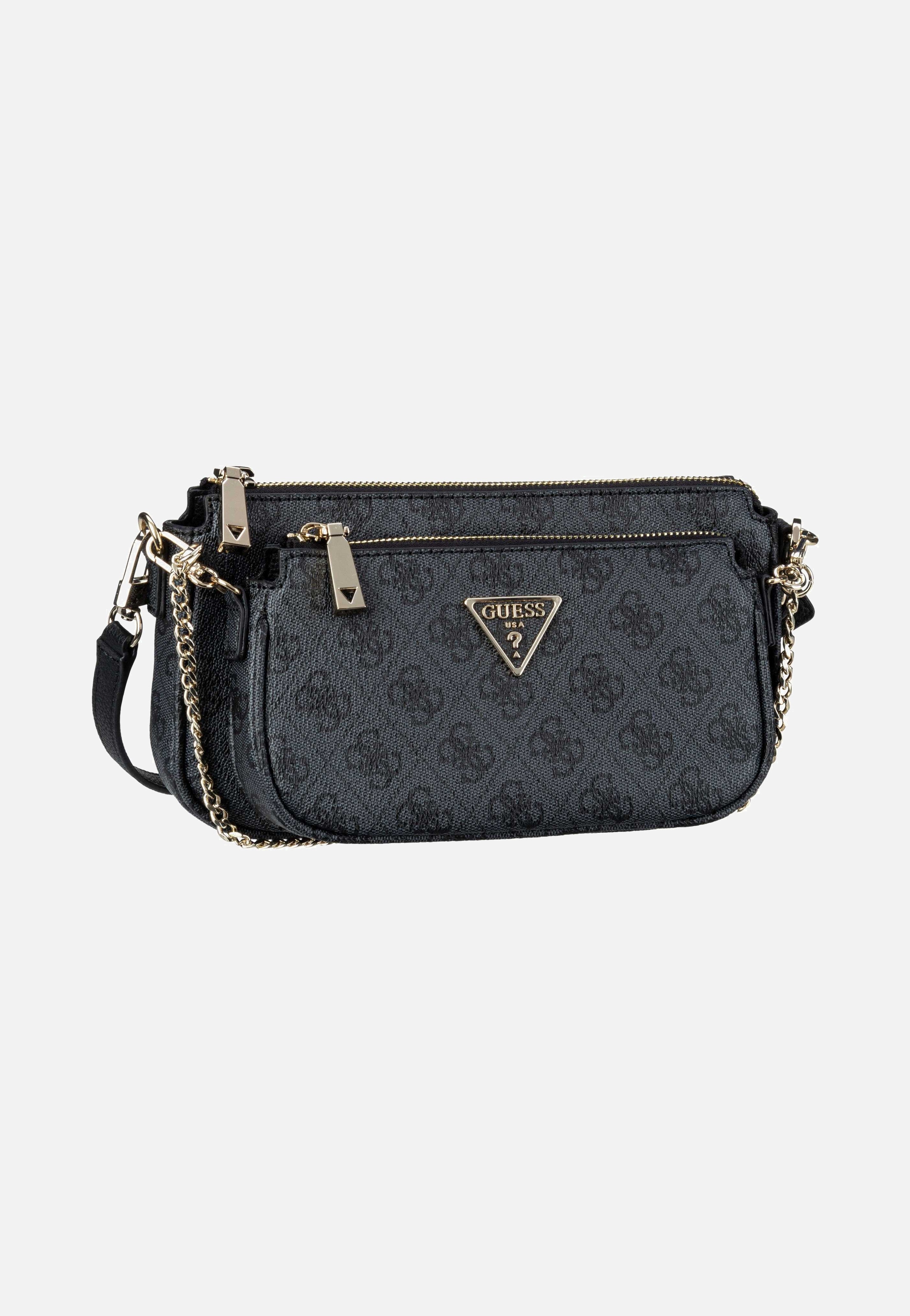 Guess Noelle II Double Pouch CB 72710 Logo Coal Crossbody Bag