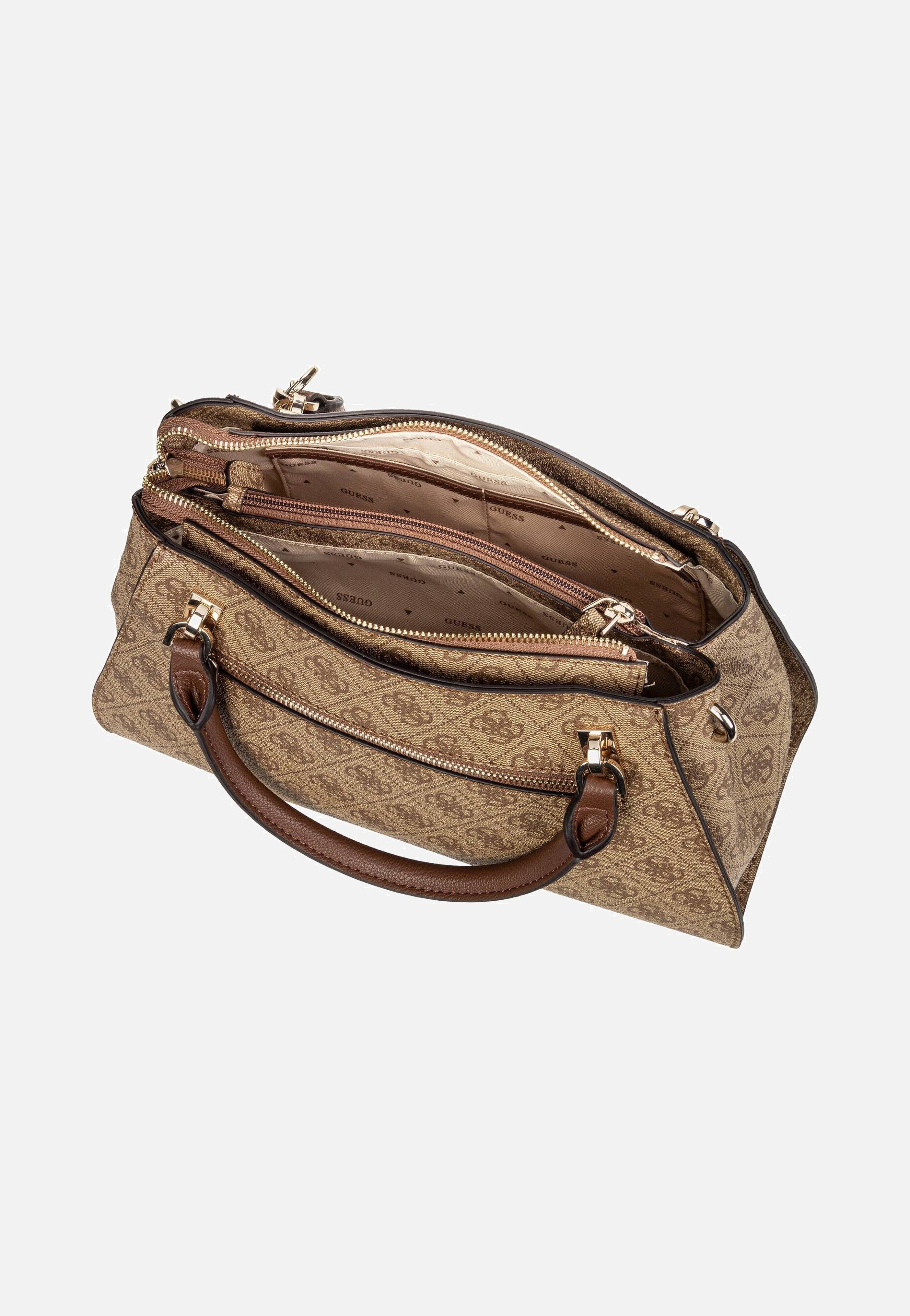 Guess Noelle II Luxury SAT 72070 Logo Latte/Brown Handle Bag