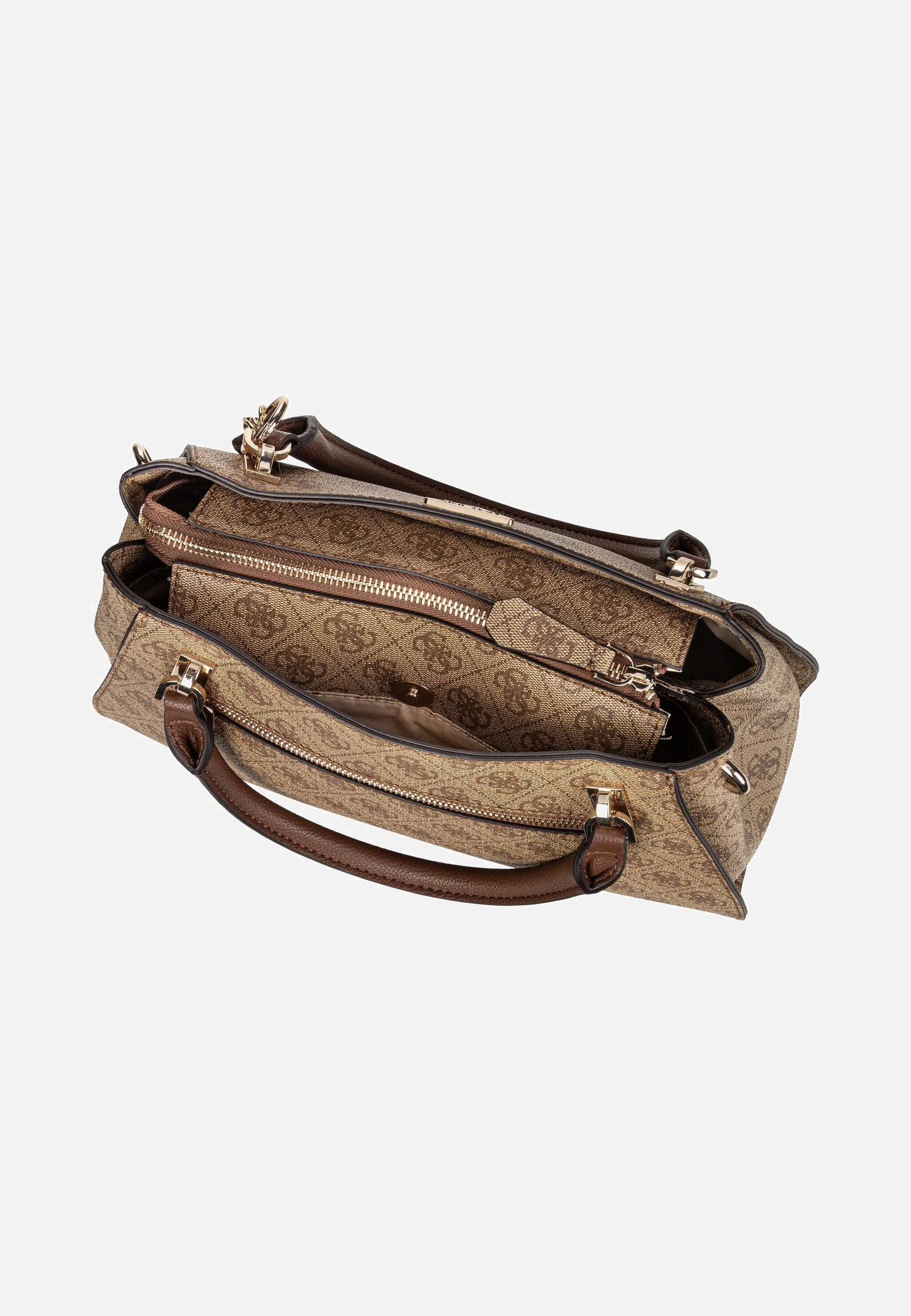 Guess Noelle II Luxury SAT 72070 Logo Latte/Brown Handle Bag
