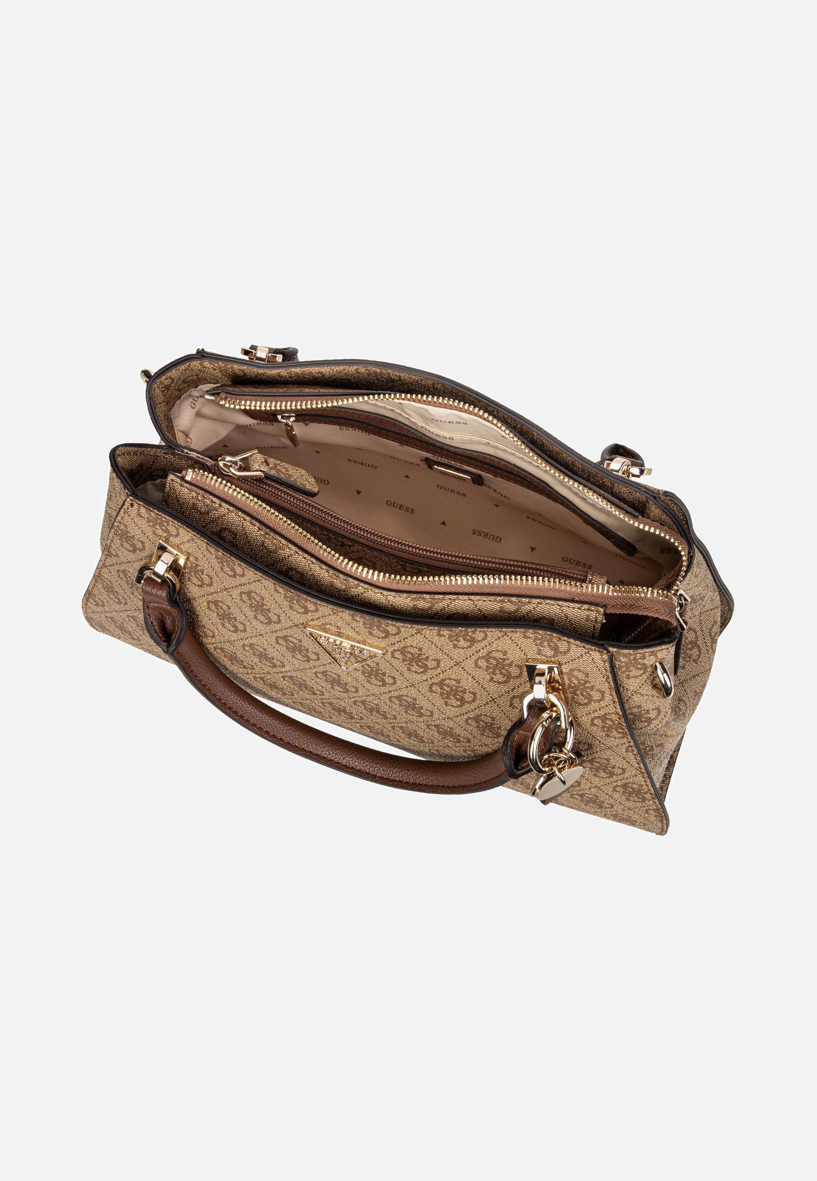 Guess Noelle II Luxury SAT 72070 Logo Latte/Brown Handle Bag