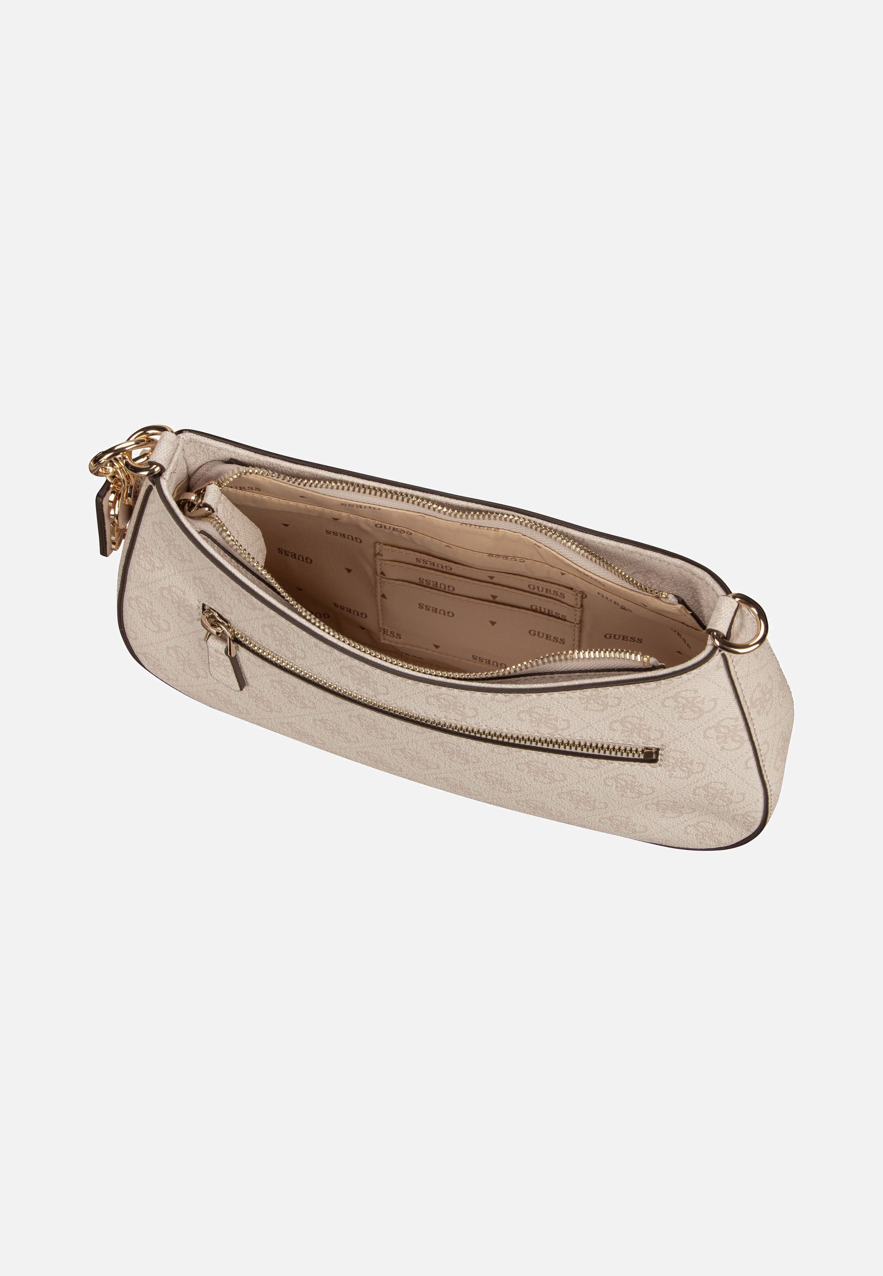 Guess Noelle II Top Zip SHB 72180 Logo White Evening Bag