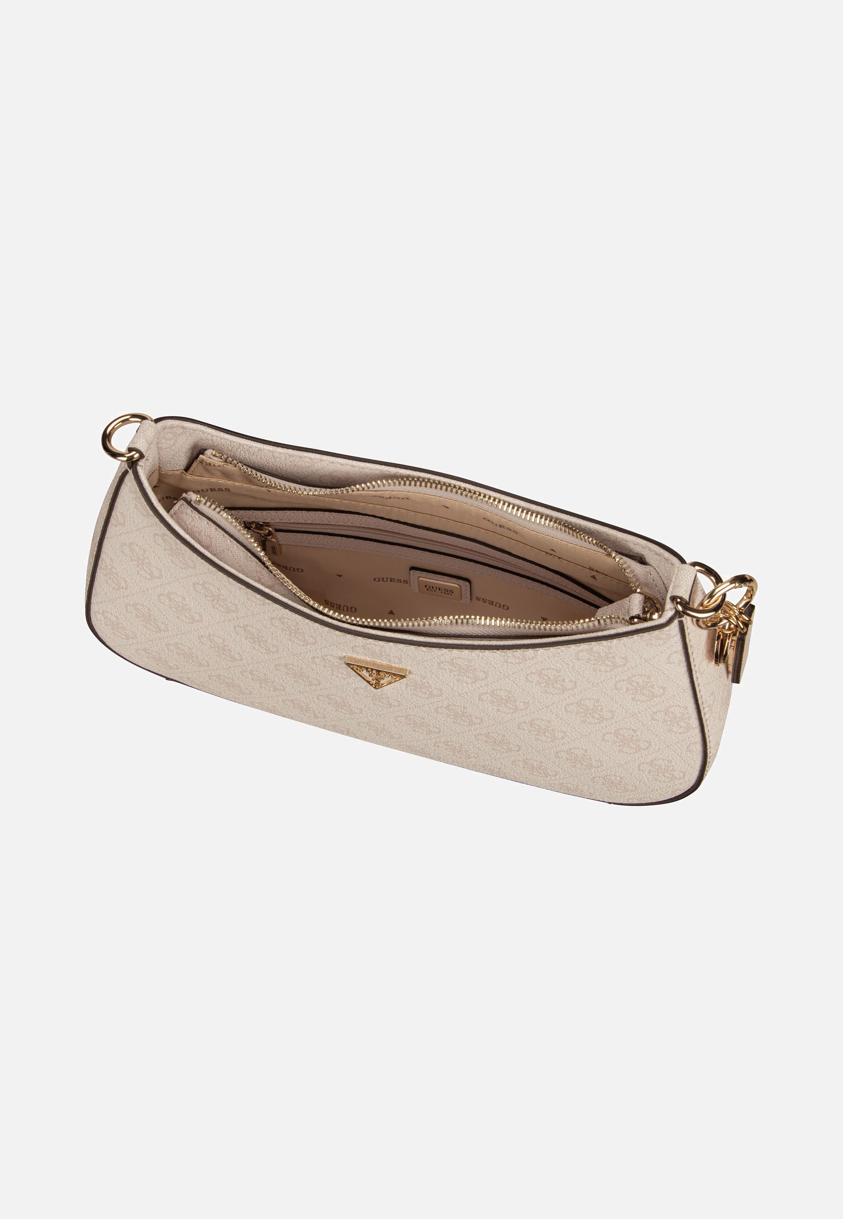Guess Noelle II Top Zip SHB 72180 Logo White Evening Bag