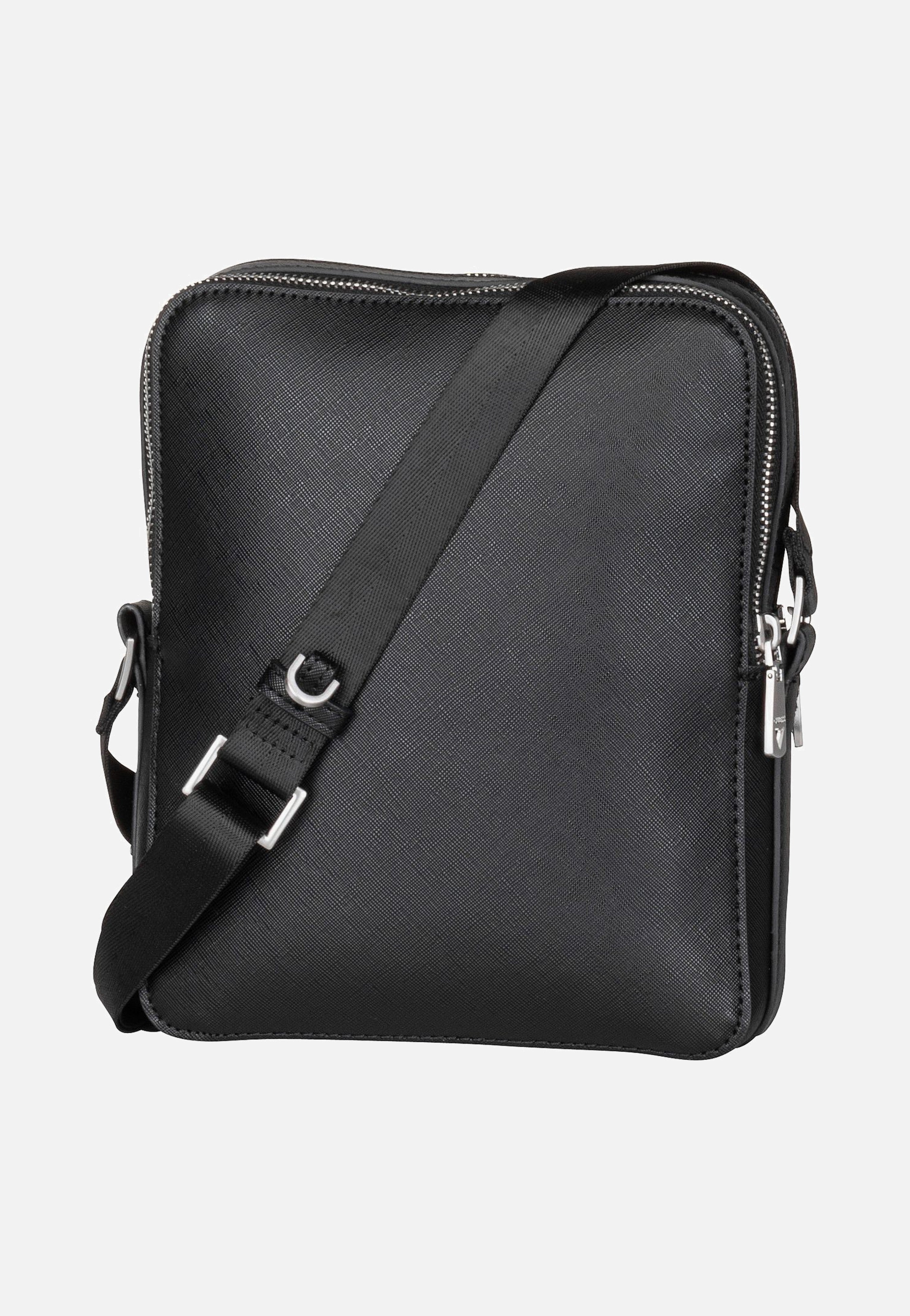 Guess Torino Saffiano Eco Double Zip Black Crossbody Bag
