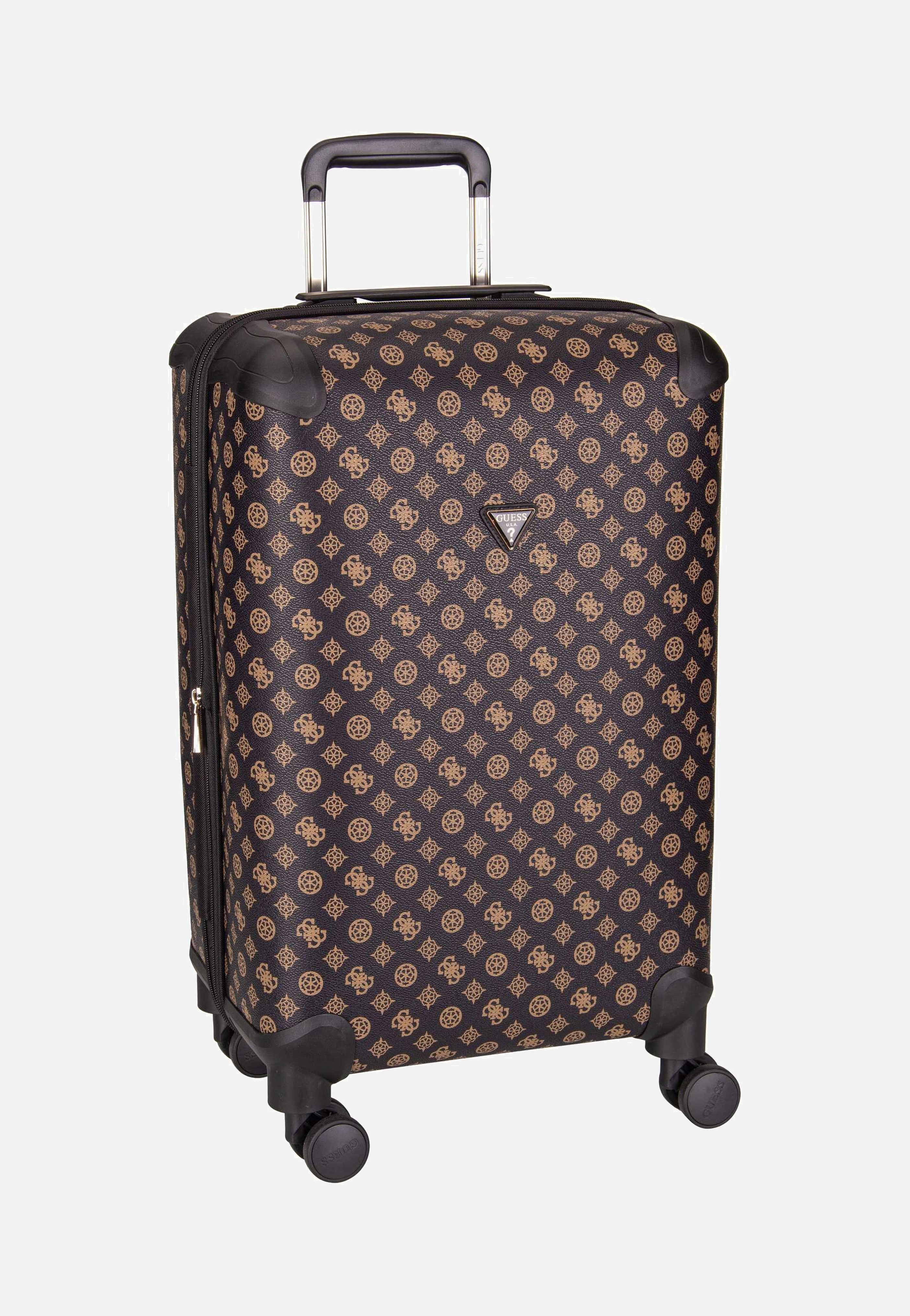 Guess Wilder 22 in 8-Wheeler Logo Brown Suitcase