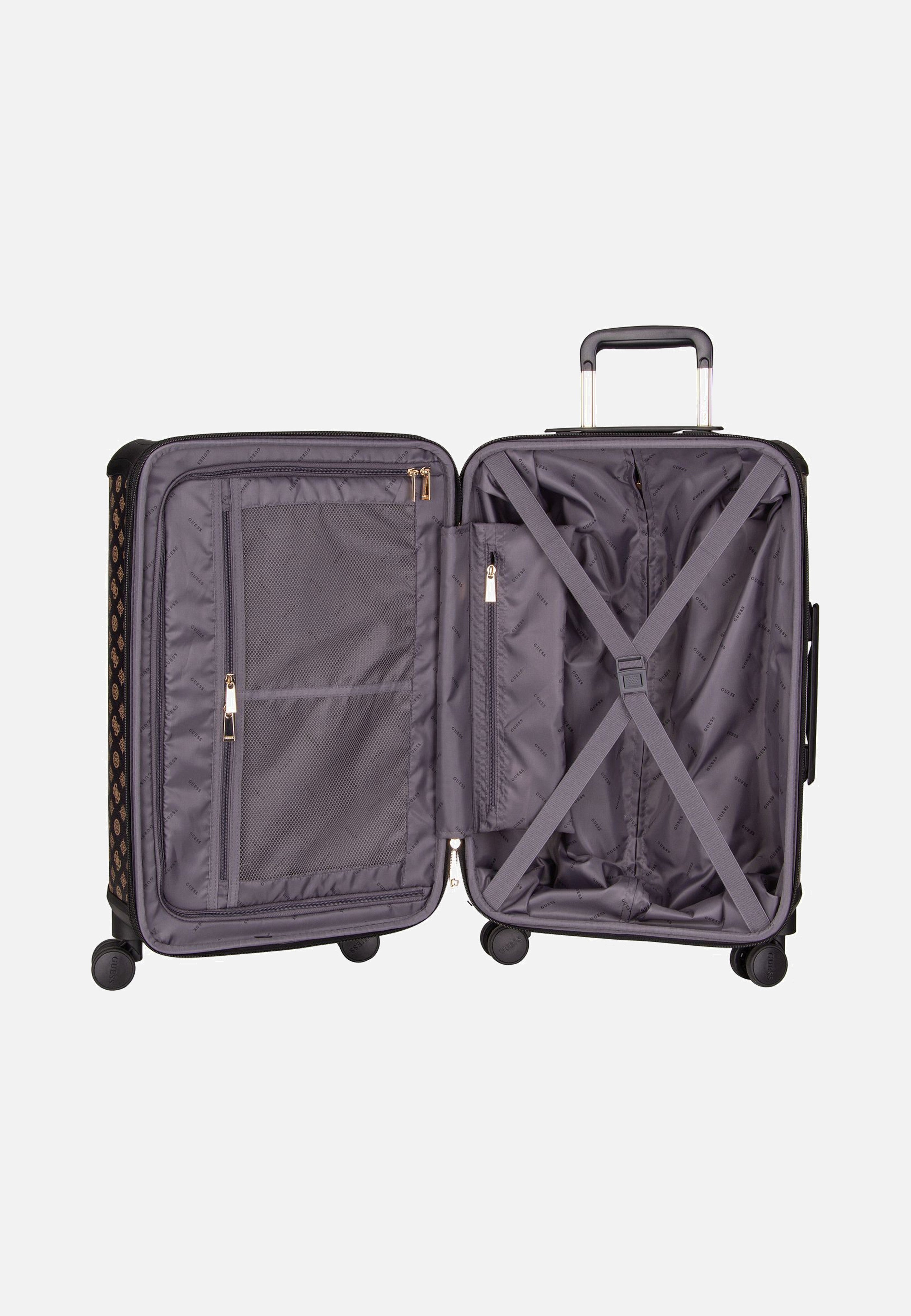 Guess Wilder 22 in 8-Wheeler Logo Brown Suitcase