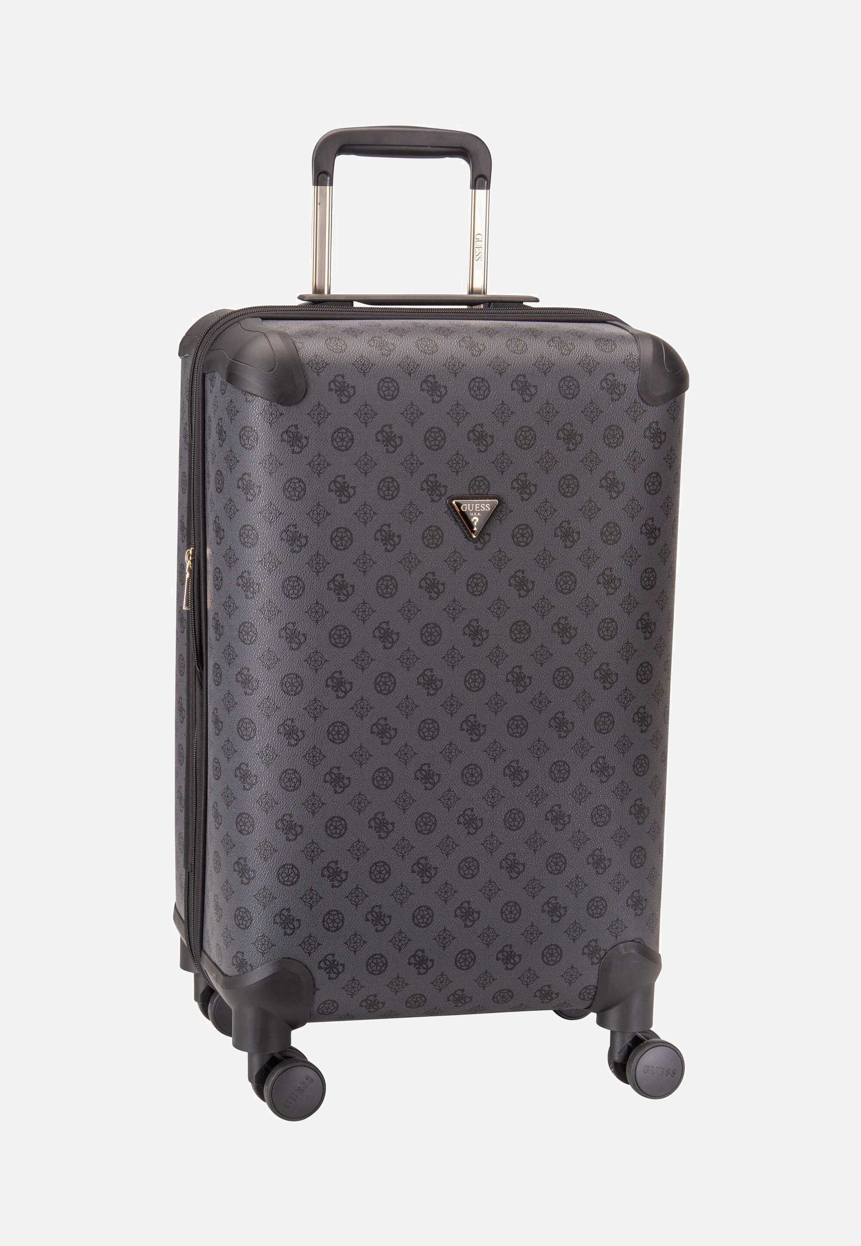Guess Wilder 22 in 8-Wheeler Logo Charcoal Suitcase