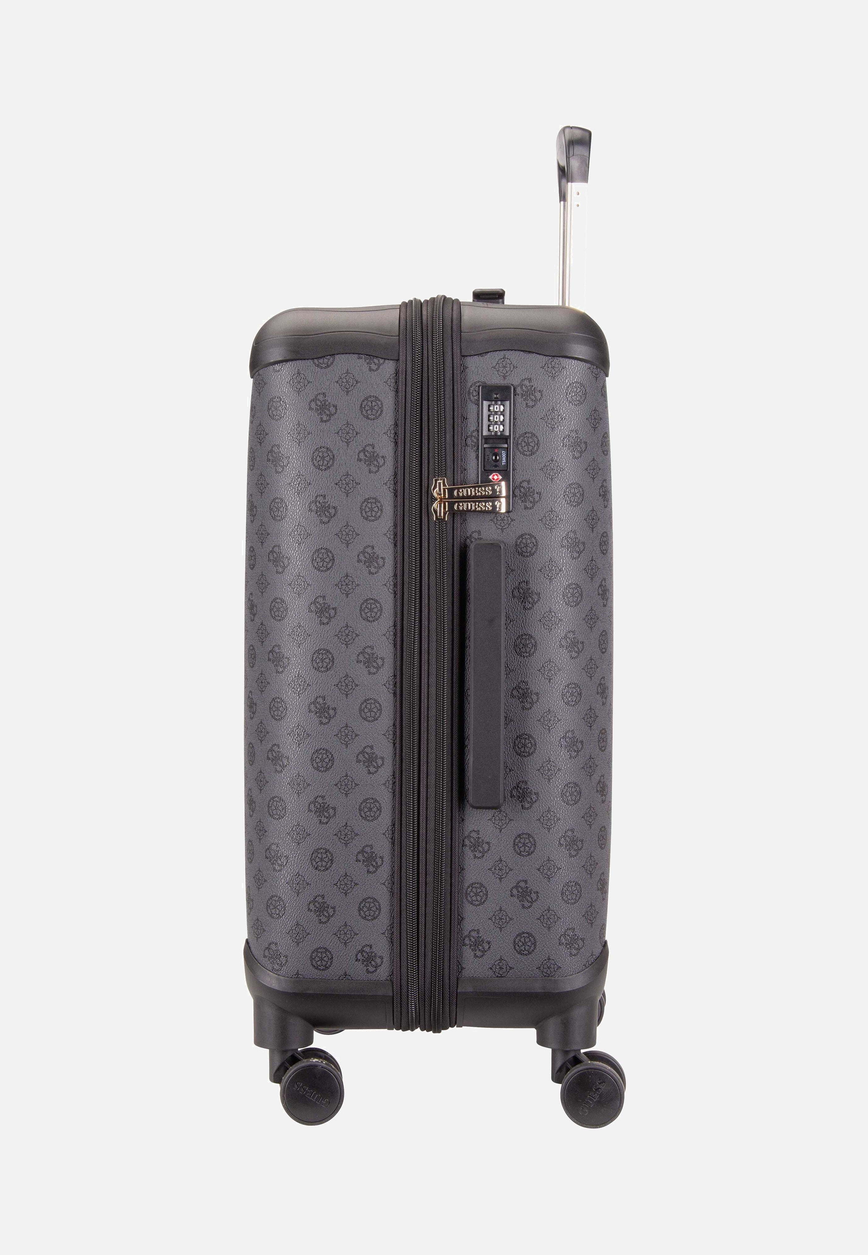 Guess Wilder 22 in 8-Wheeler Logo Charcoal Suitcase