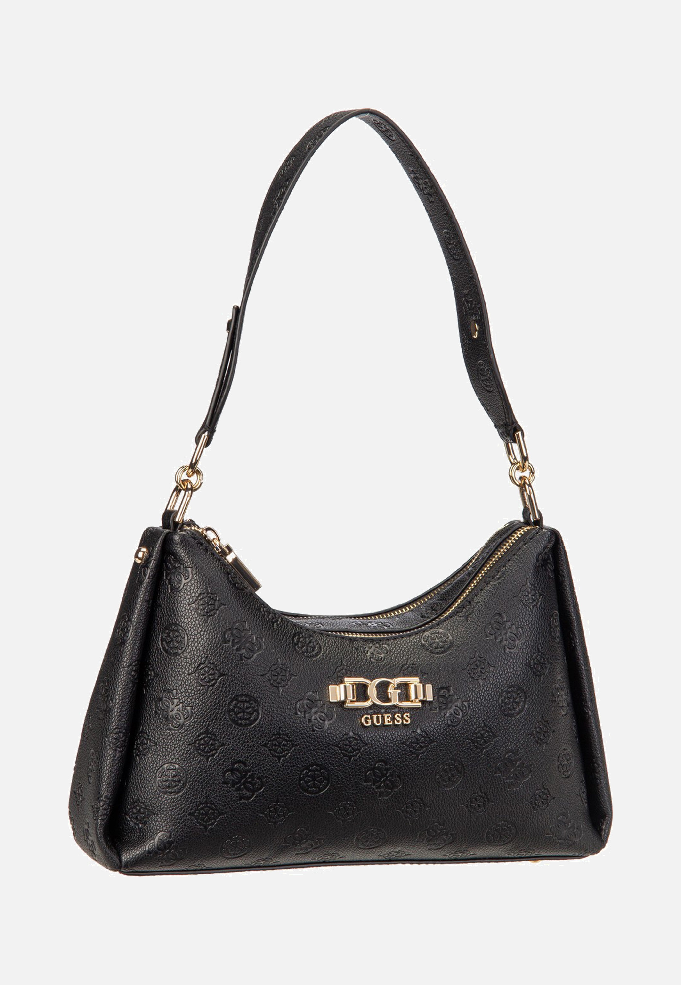 Guess Anise Double Zip 16180 Black Logo Shoulder Bag