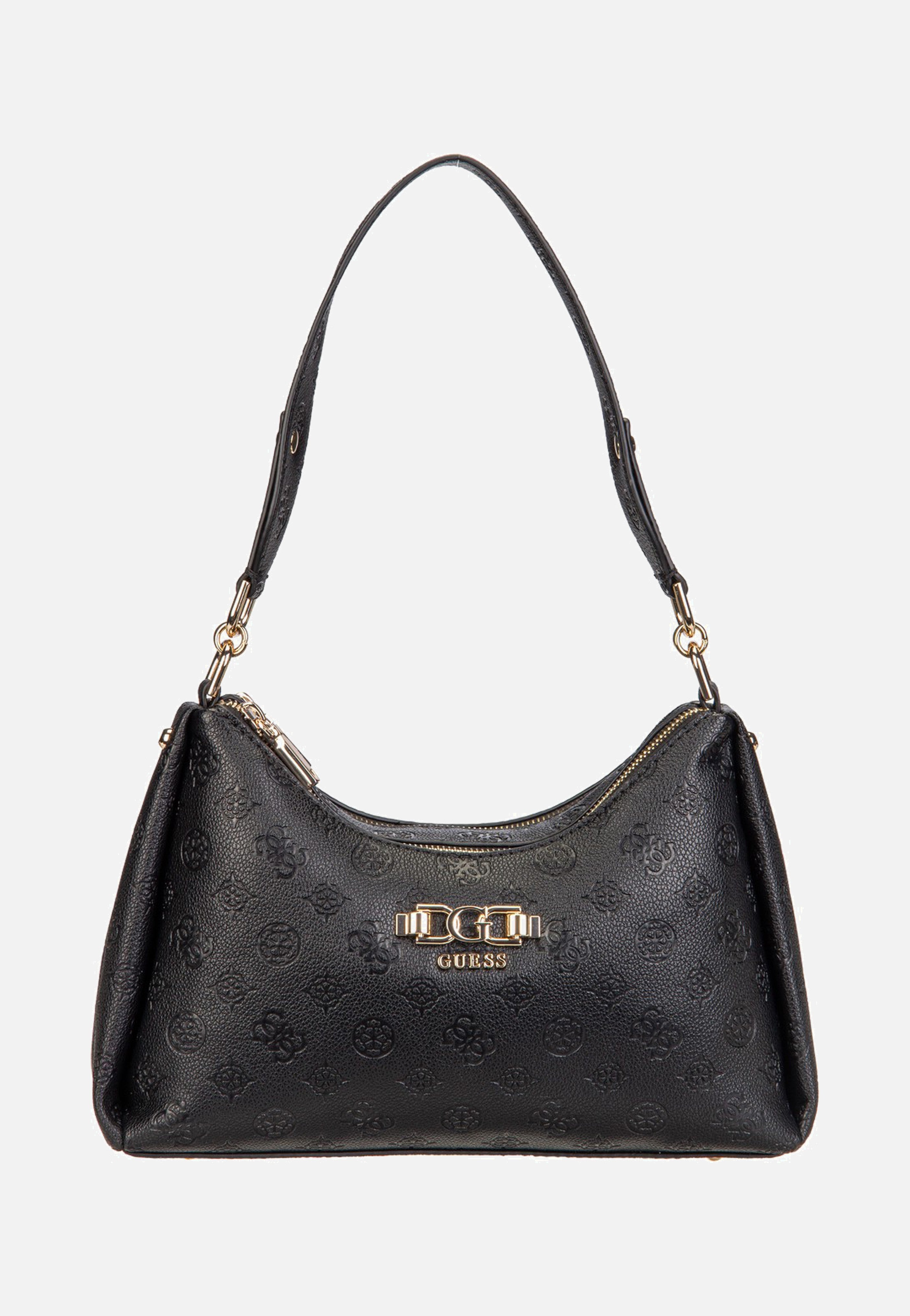 Guess Anise Double Zip 16180 Black Logo Shoulder Bag