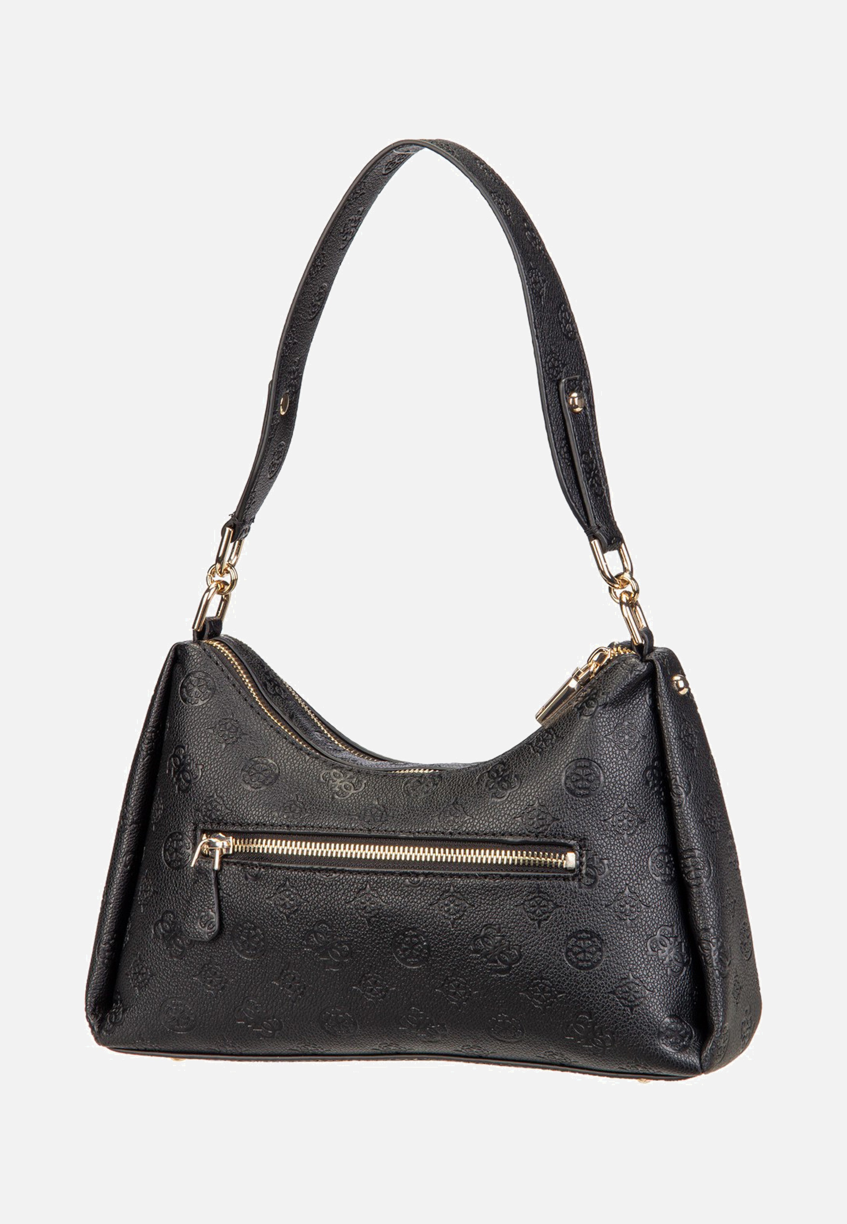 Guess Anise Double Zip 16180 Black Logo Shoulder Bag