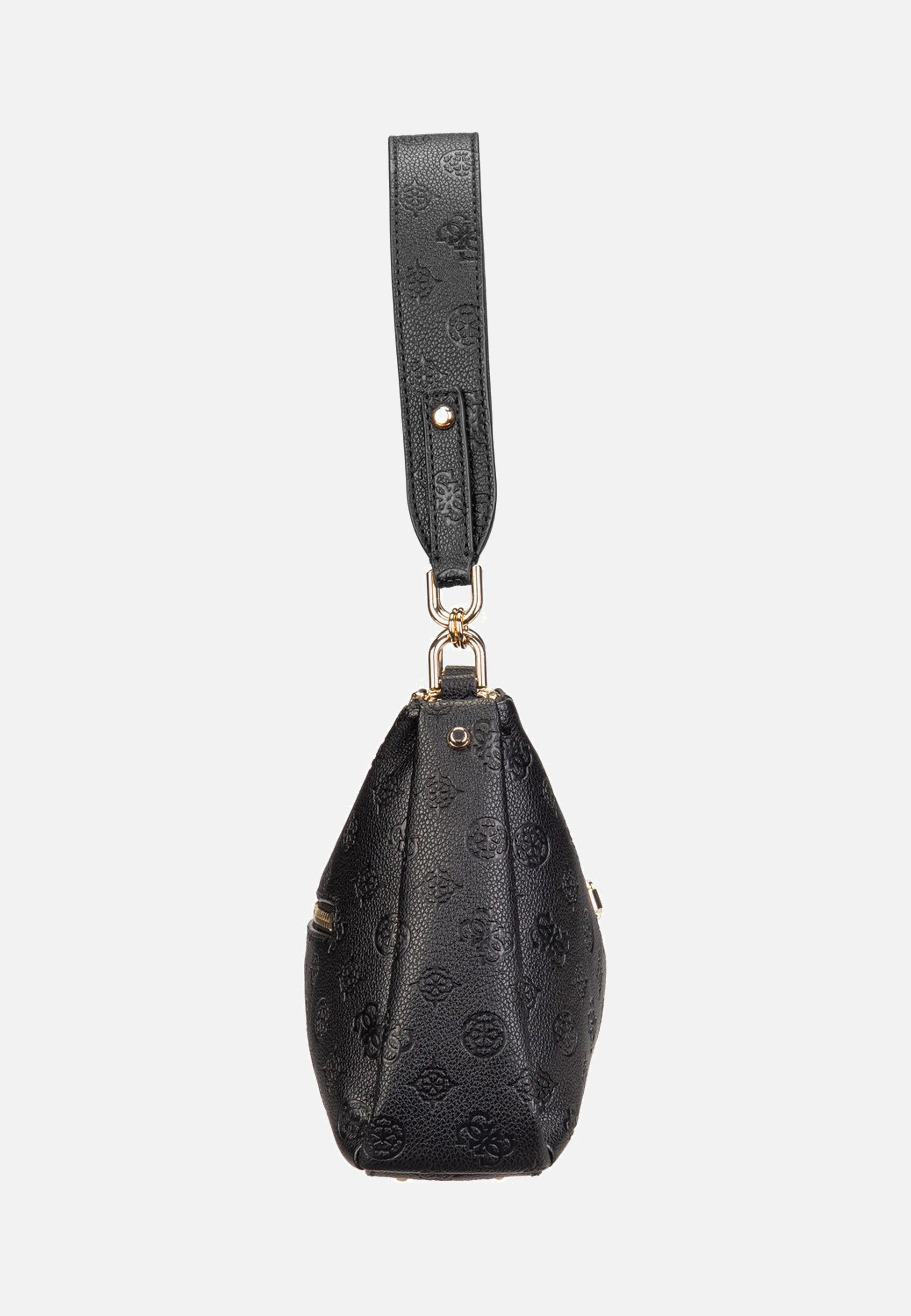 Guess Anise Double Zip 16180 Black Logo Shoulder Bag