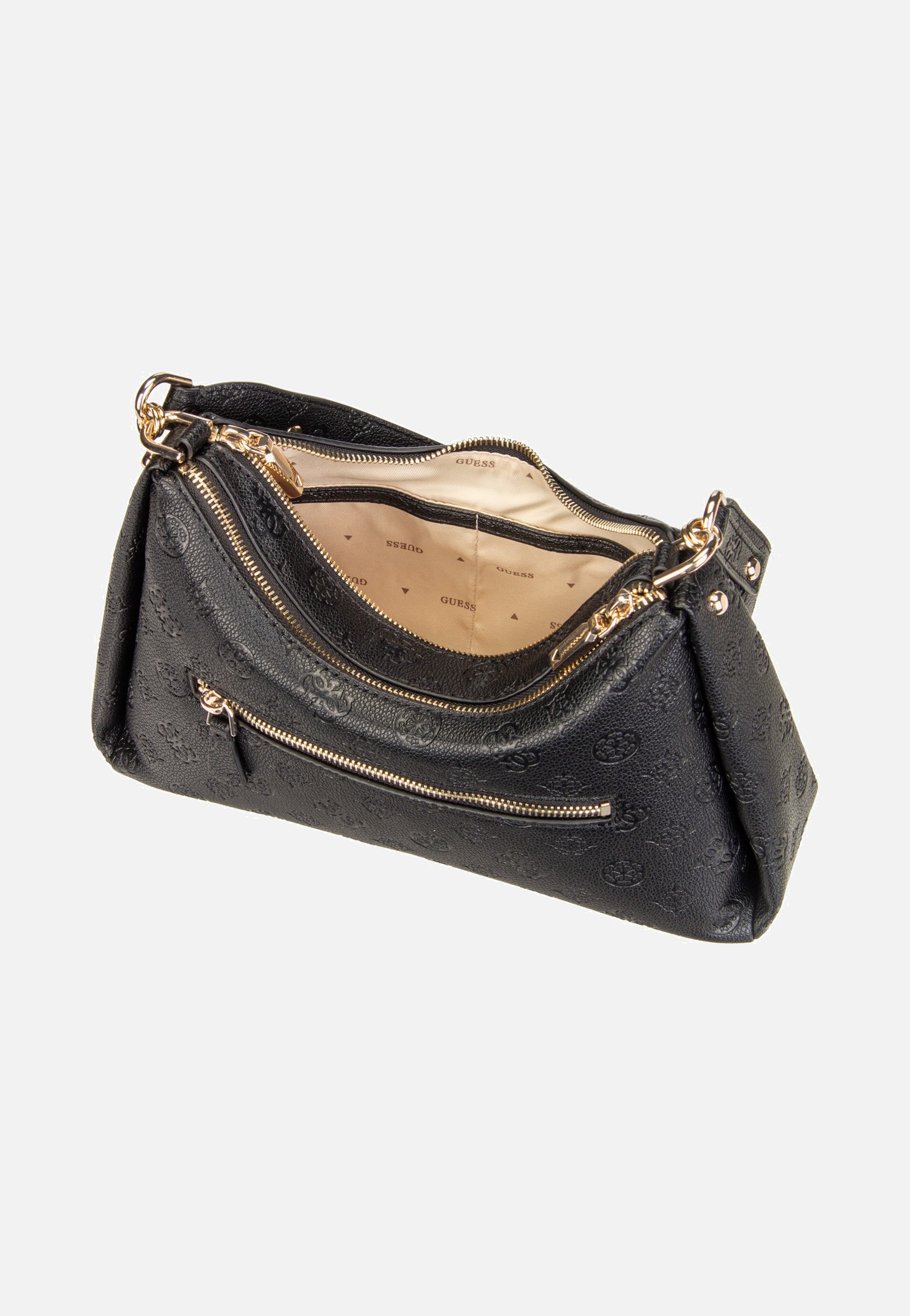 Guess Anise Double Zip 16180 Black Logo Shoulder Bag