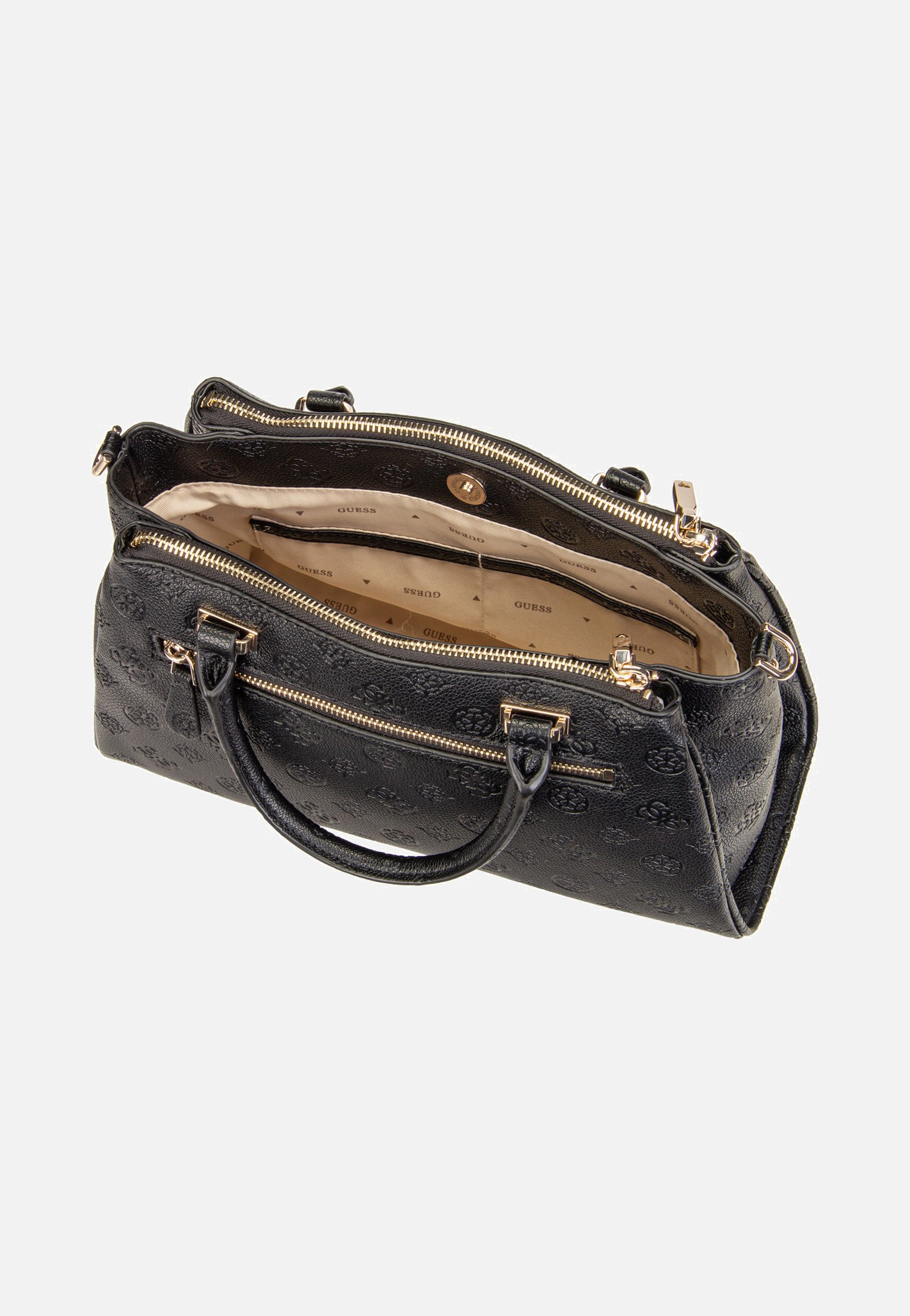 Guess - Anise Triple Comp Satchel Black Logo - Satchel | Women-Image