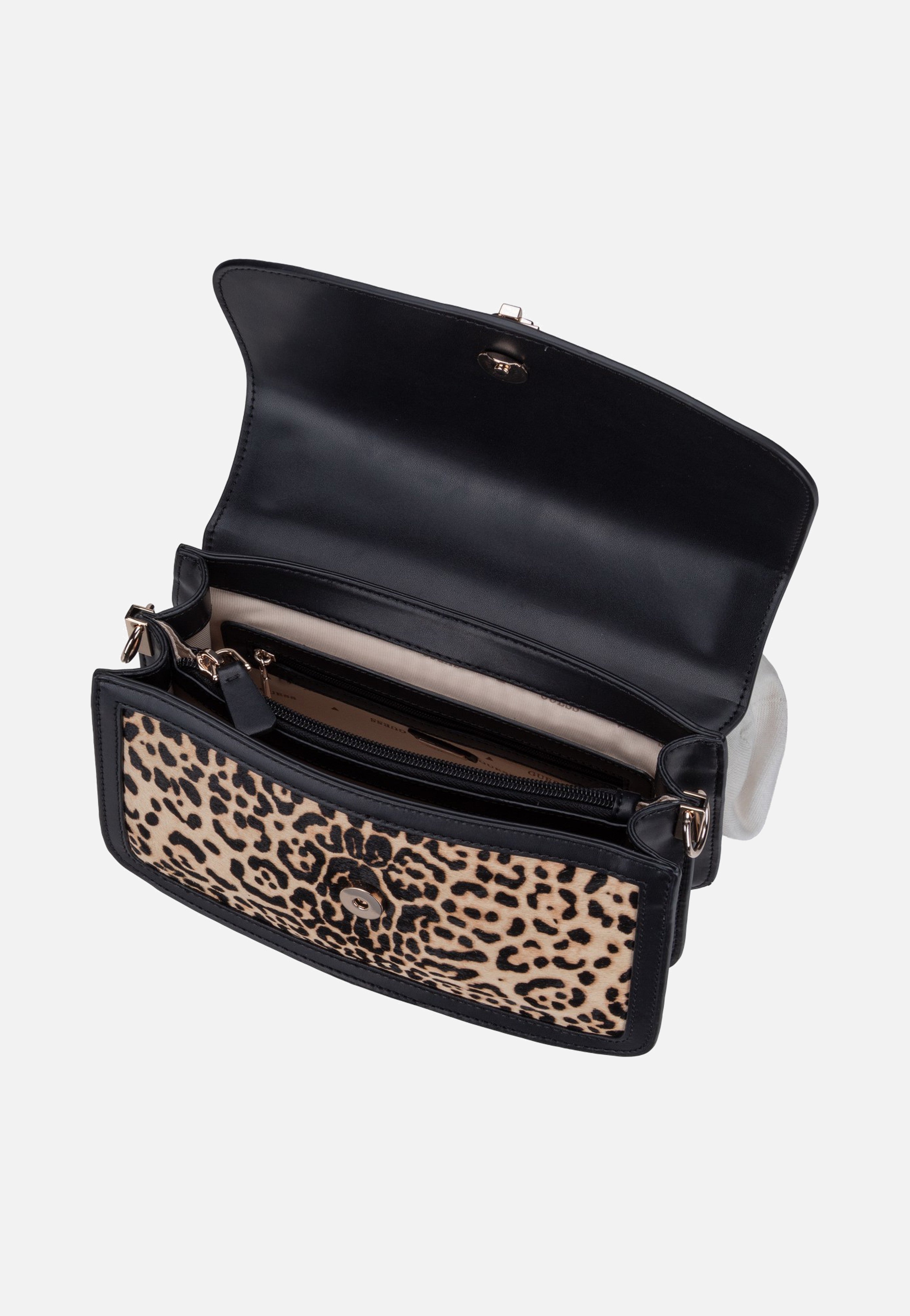 Guess Audrey Convertible Flap 34210 Leopard Handle Bag