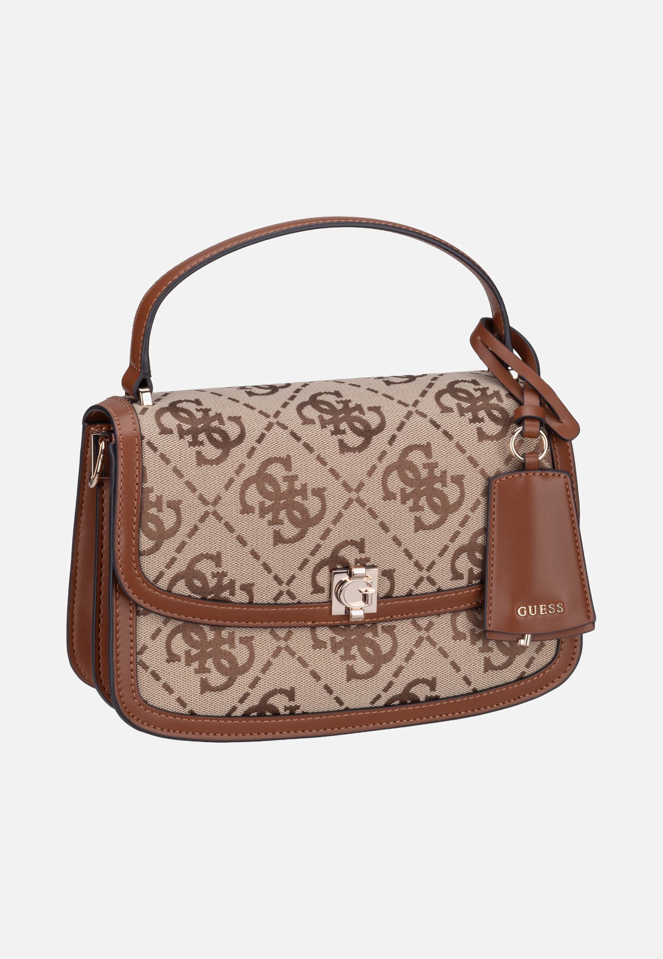 Guess Audrey Logo Convertible Flap 55210 Latte Logo Handle Bag