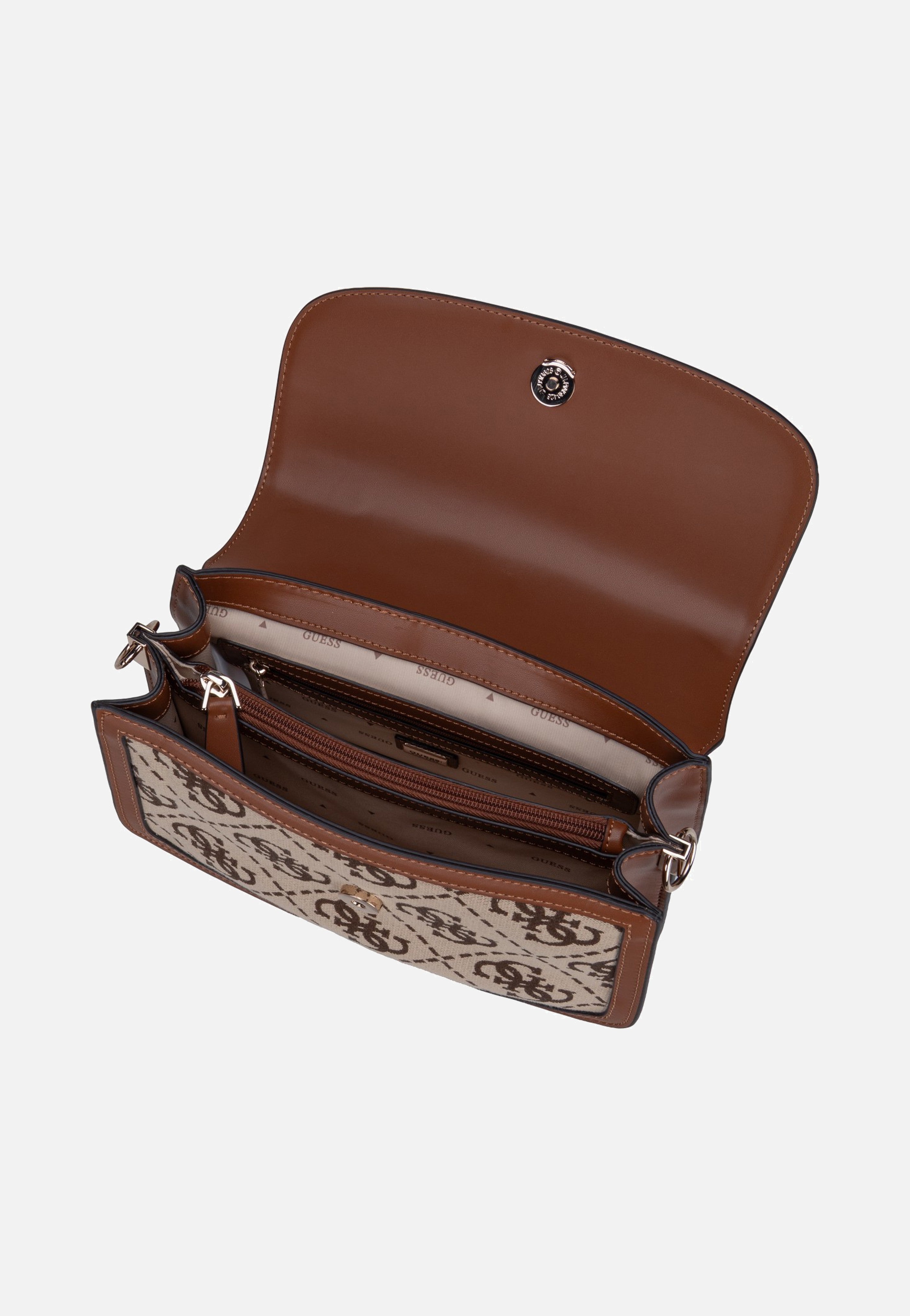 Guess Audrey Logo Convertible Flap 55210 Latte Logo Handle Bag