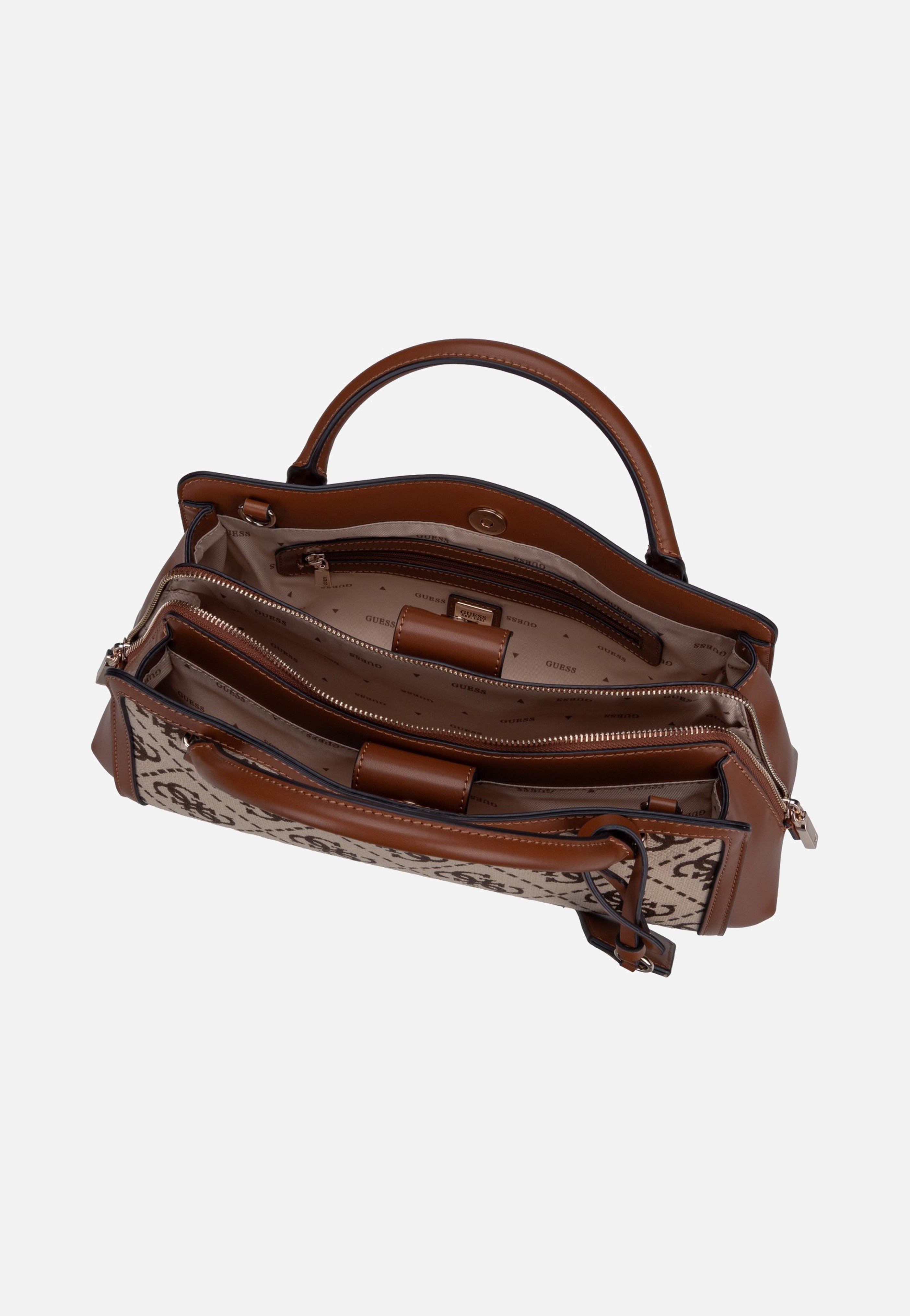 Guess Audrey Logo Small Girlfriend 55060 Latte Logo Handle Bag