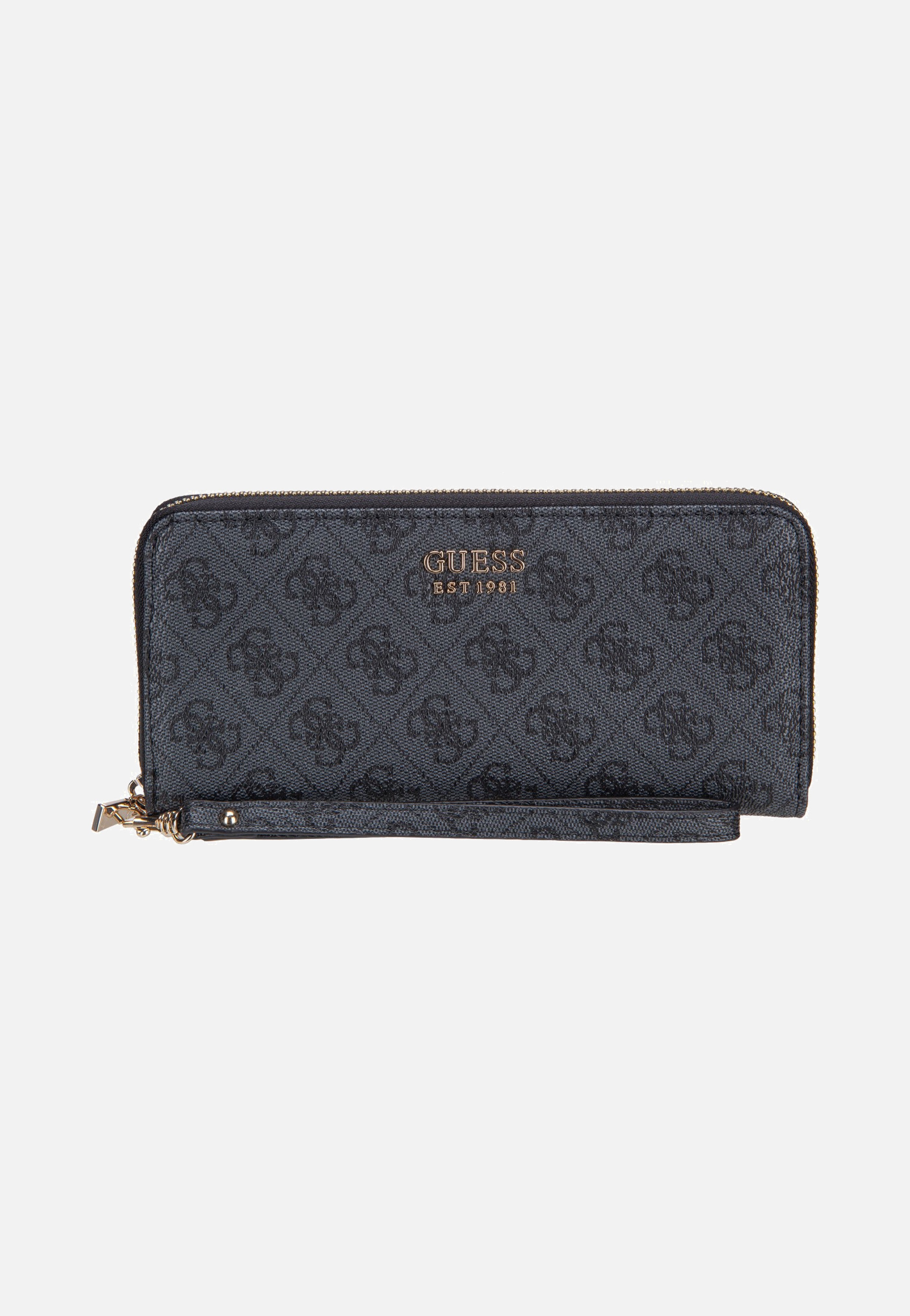 Guess Brenton Slg Large Zip Around Coal Logo Wallet