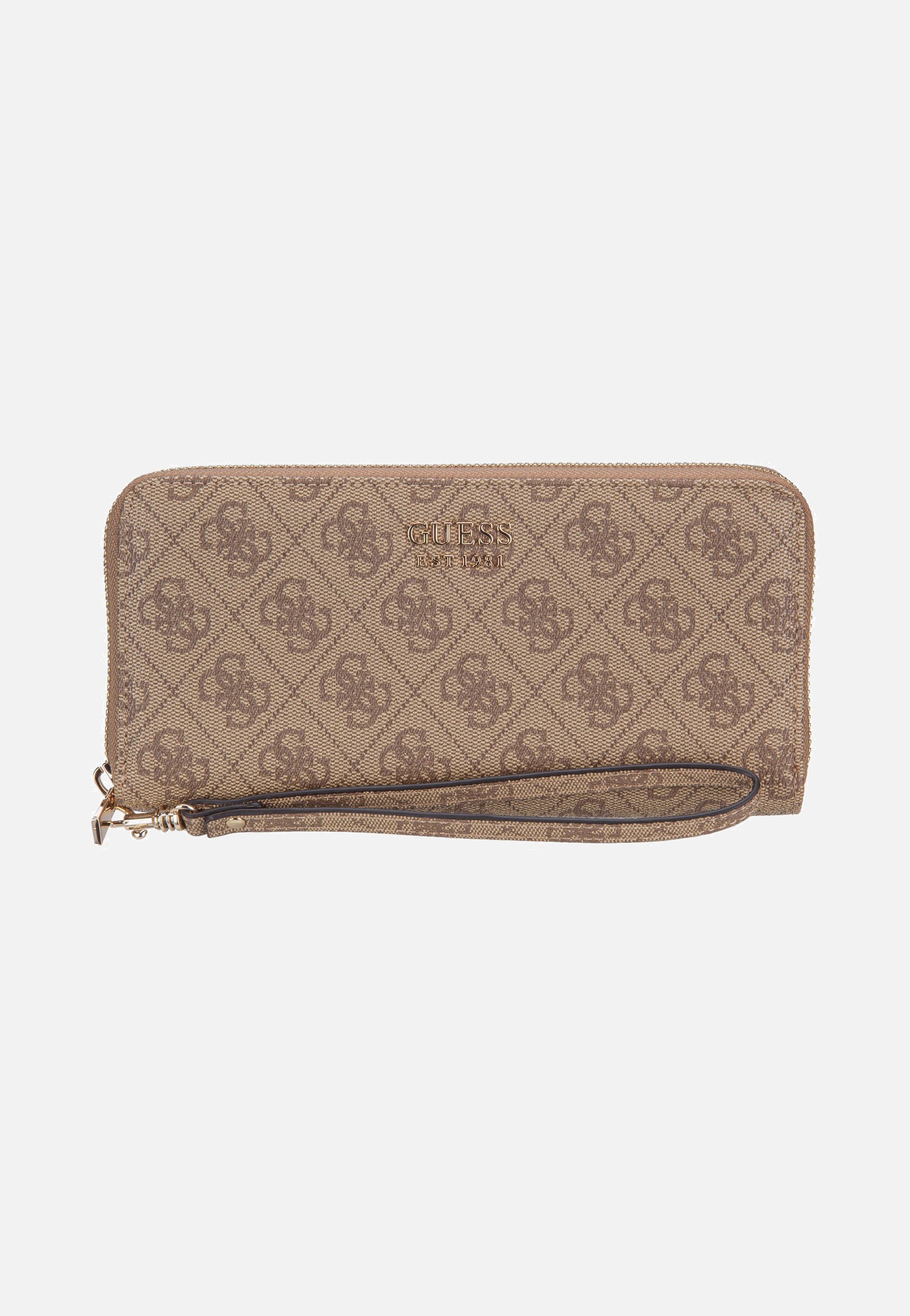 Guess Brenton Slg Large Zip Around Latte Logo Wallet
