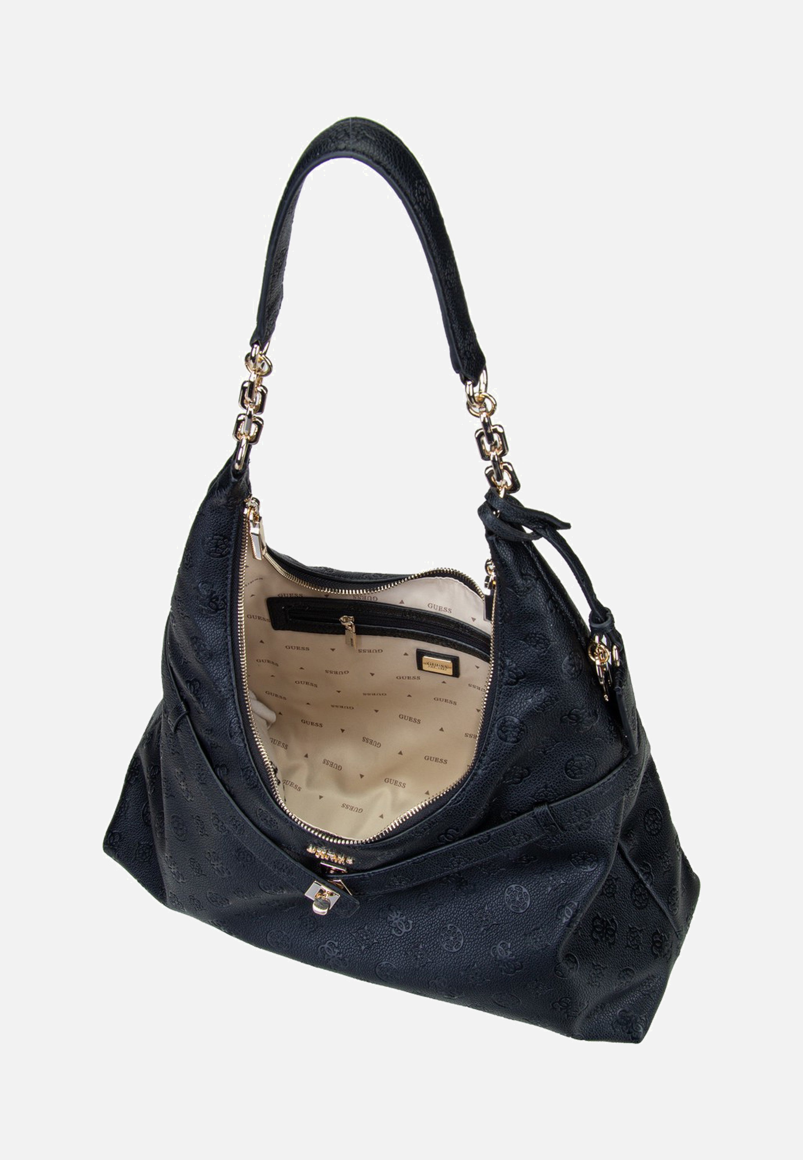 Guess Ella Logo 46010 Black Logo Hobo Bag