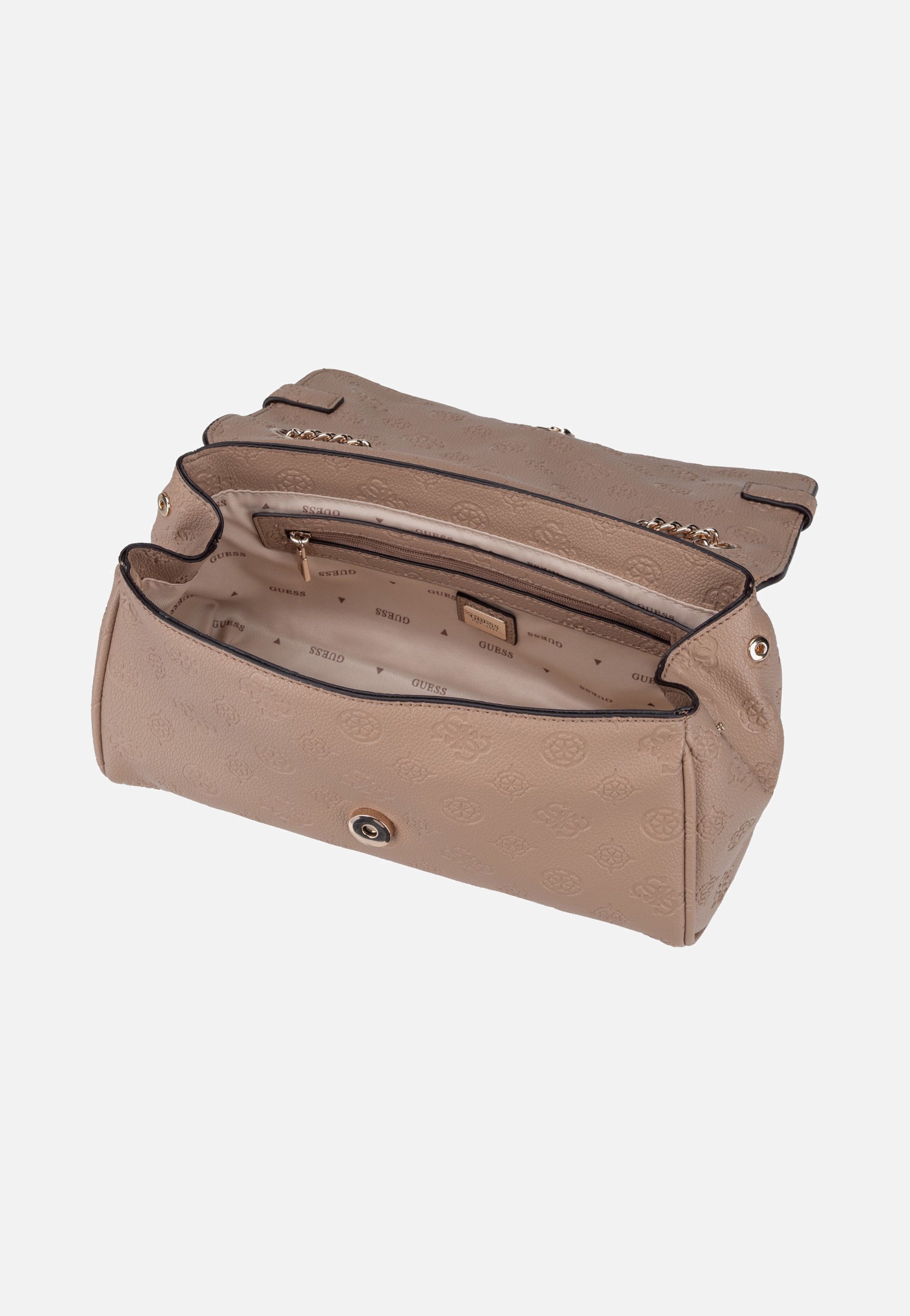 Guess Ella Logo Convertible Flap 46210 Beige Logo Evening Bag