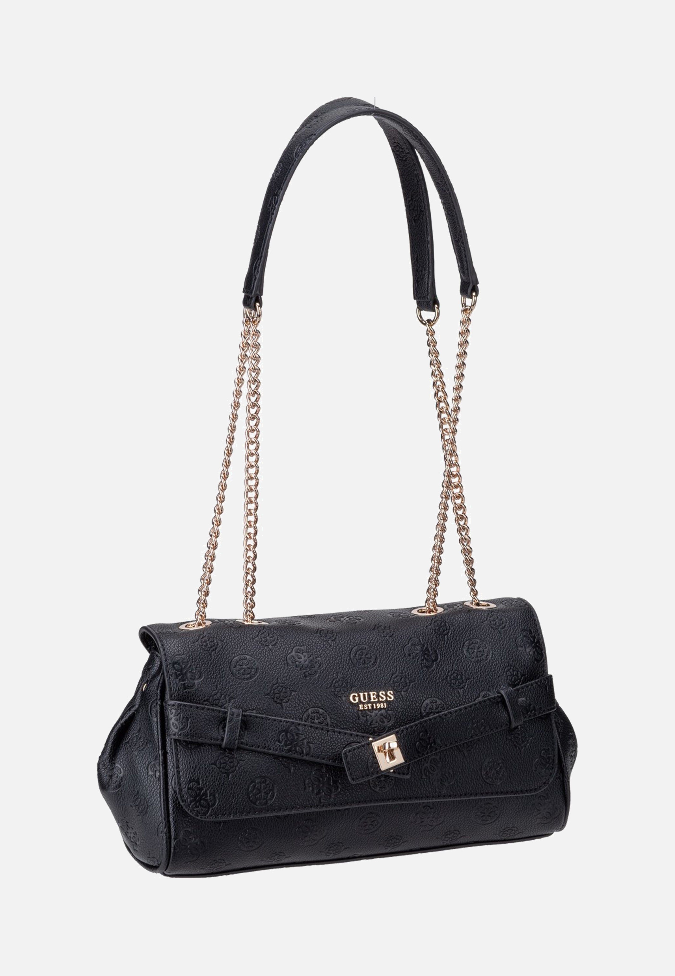 Guess Ella Logo Convertible Flap 46210 Black Logo Evening Bag
