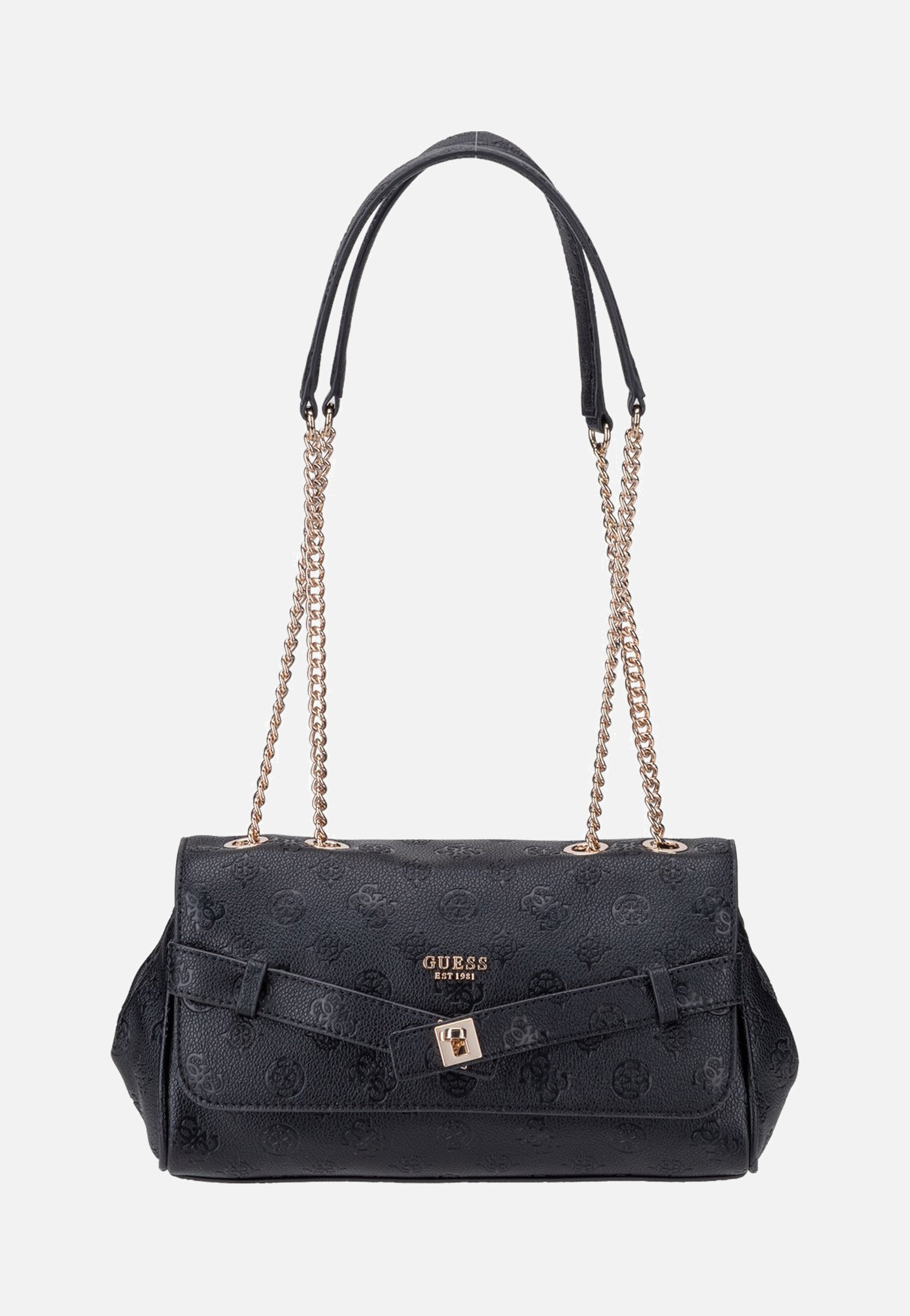 Guess Ella Logo Convertible Flap 46210 Black Logo Evening Bag