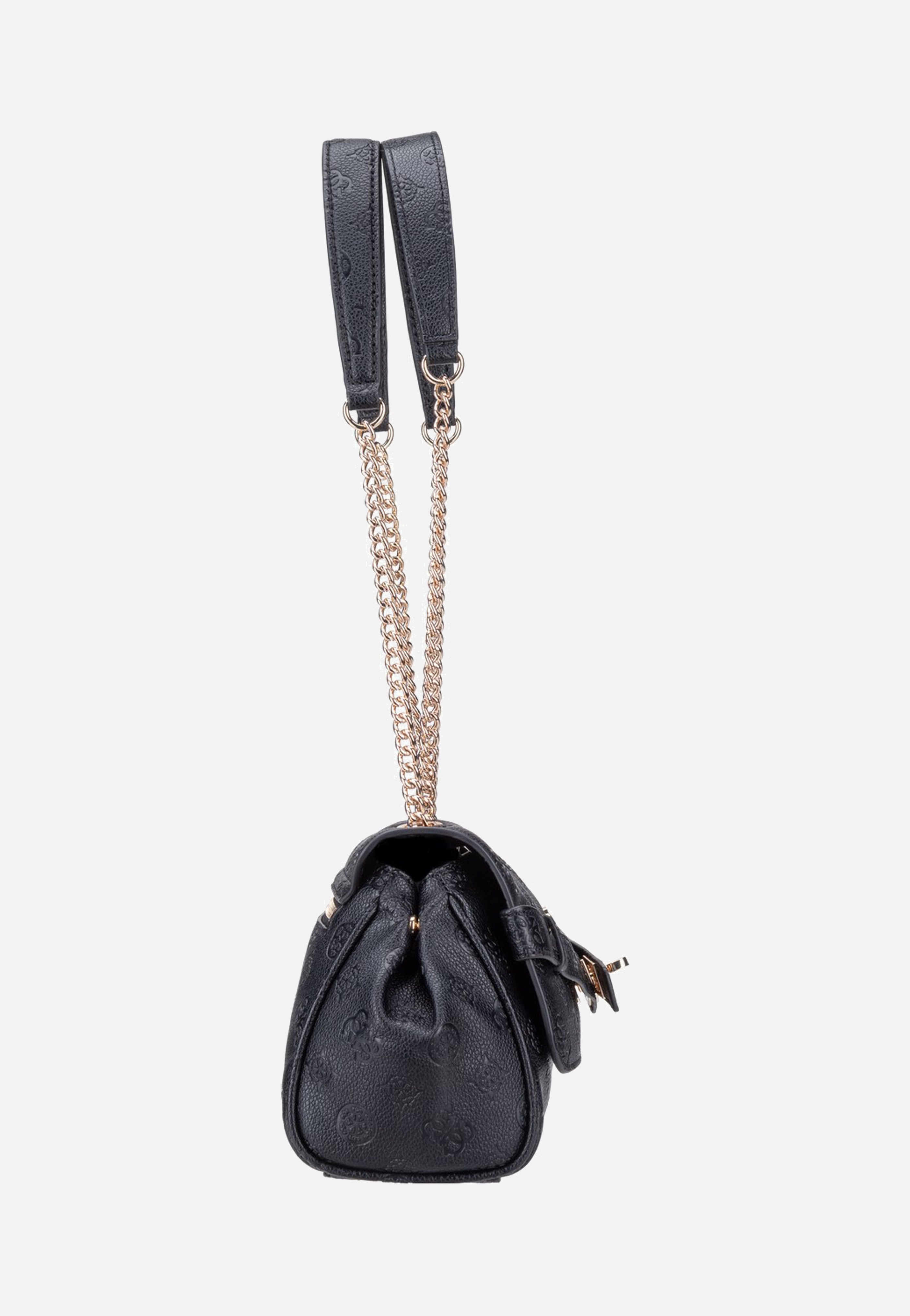 Guess Ella Logo Convertible Flap 46210 Black Logo Evening Bag