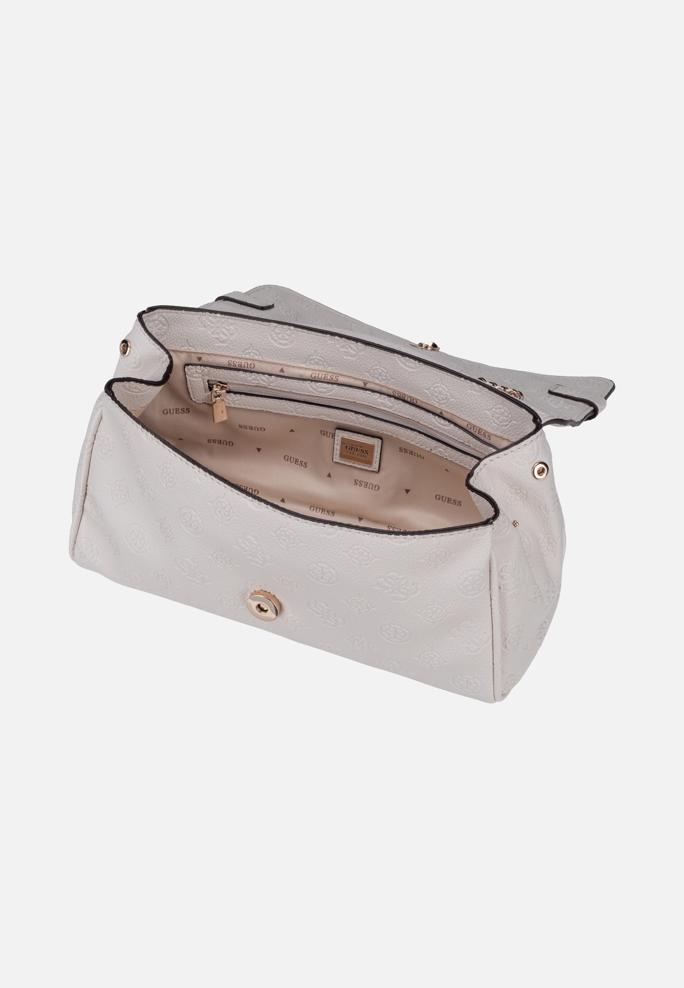 Guess Ella Logo Convertible Flap 46210 Stone Logo Evening Bag