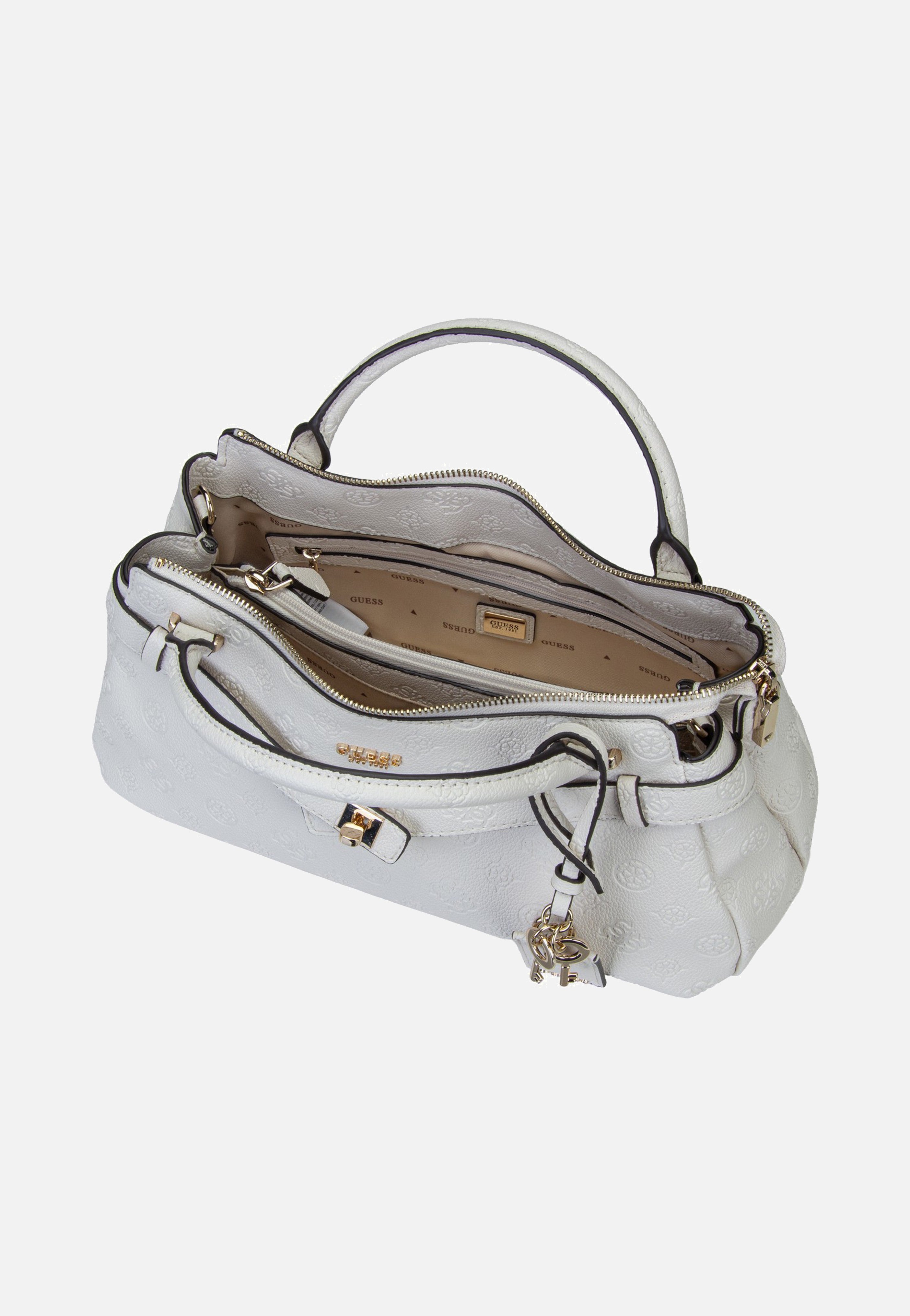 Guess Ella Logo Girlfriend Satchel 46050 Stone Logo Handle Bag