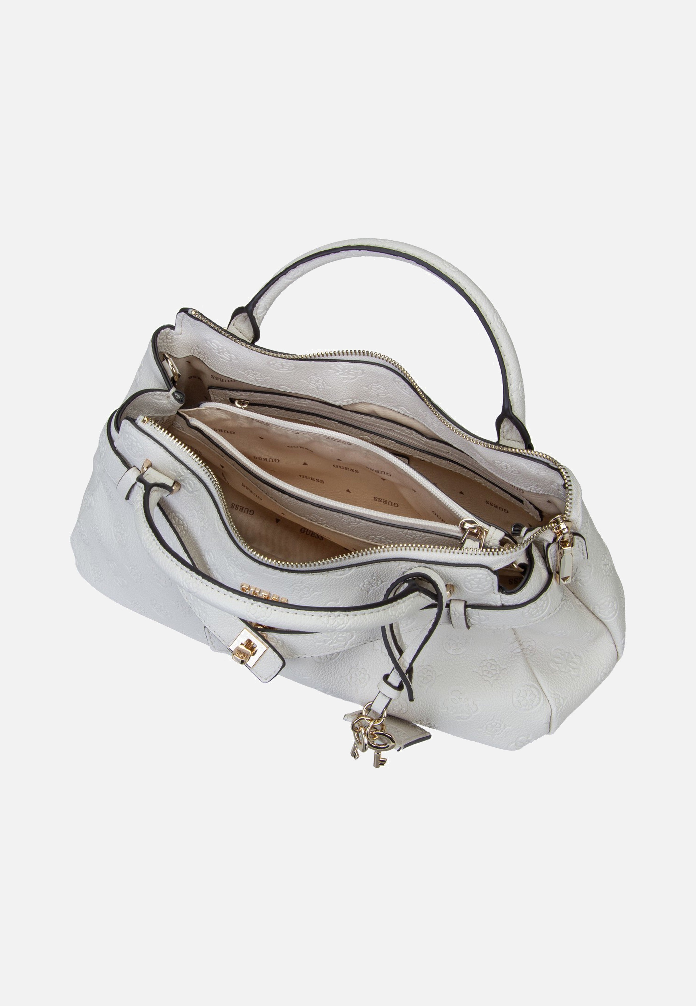 Guess Ella Logo Girlfriend Satchel 46050 Stone Logo Handle Bag