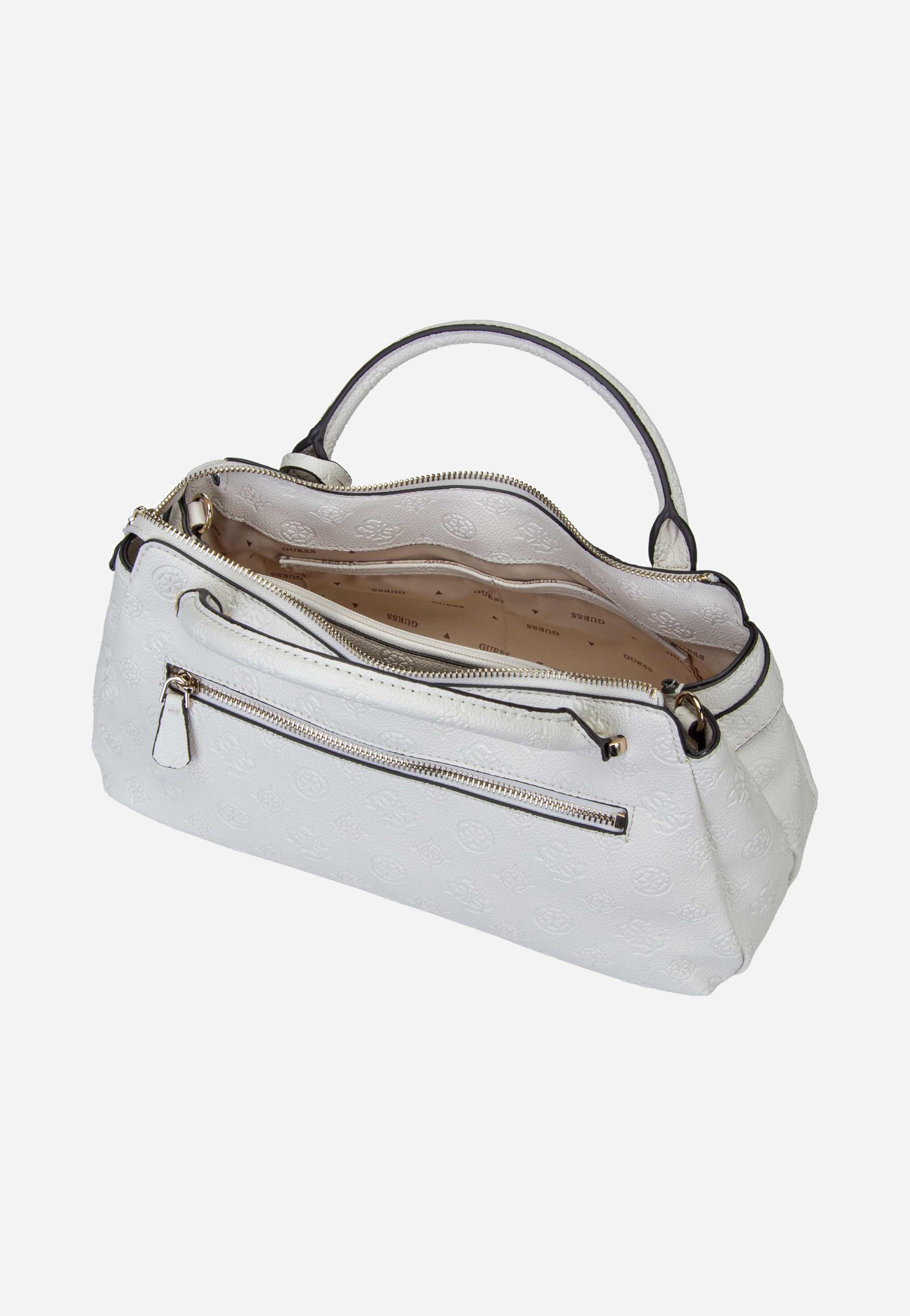 Guess Ella Logo Girlfriend Satchel 46050 Stone Logo Handle Bag