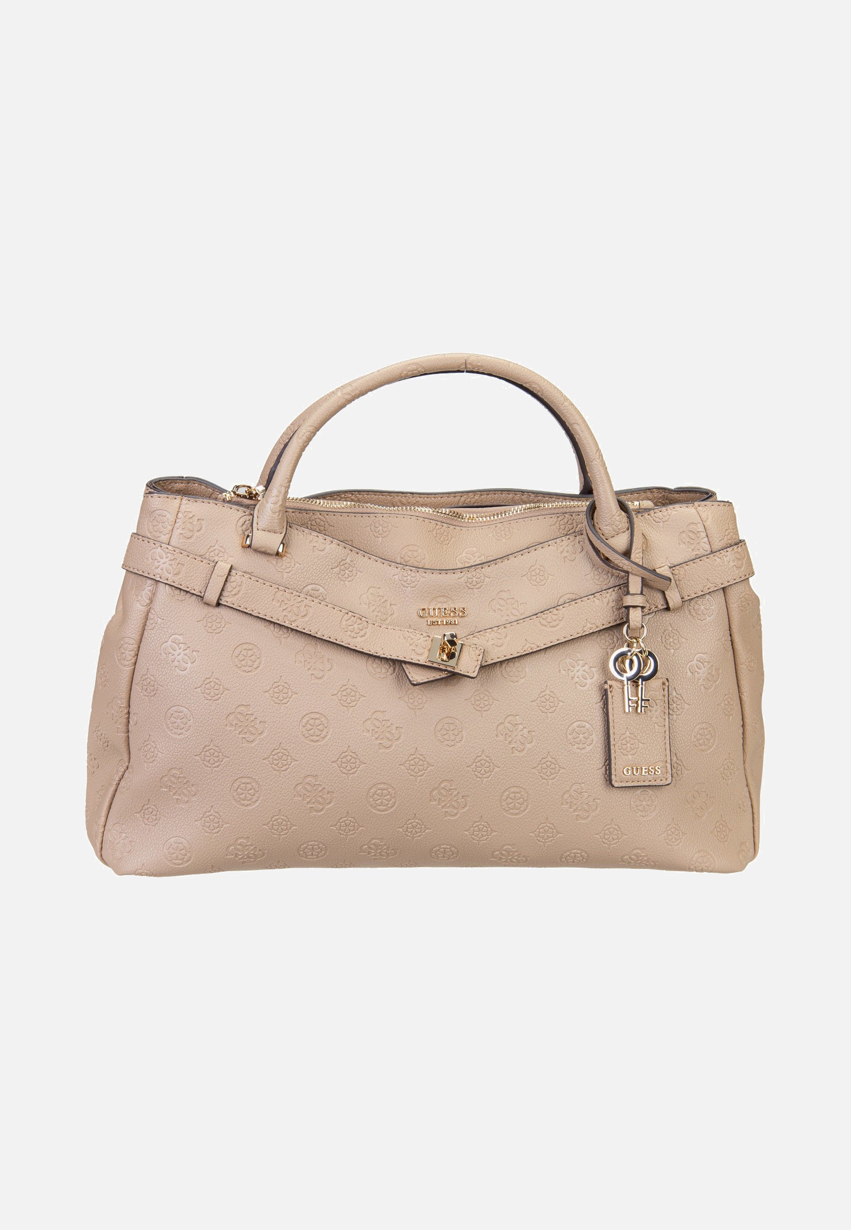 Guess Ella Logo Large Girlfriend 46060 Beige Logo Satchel