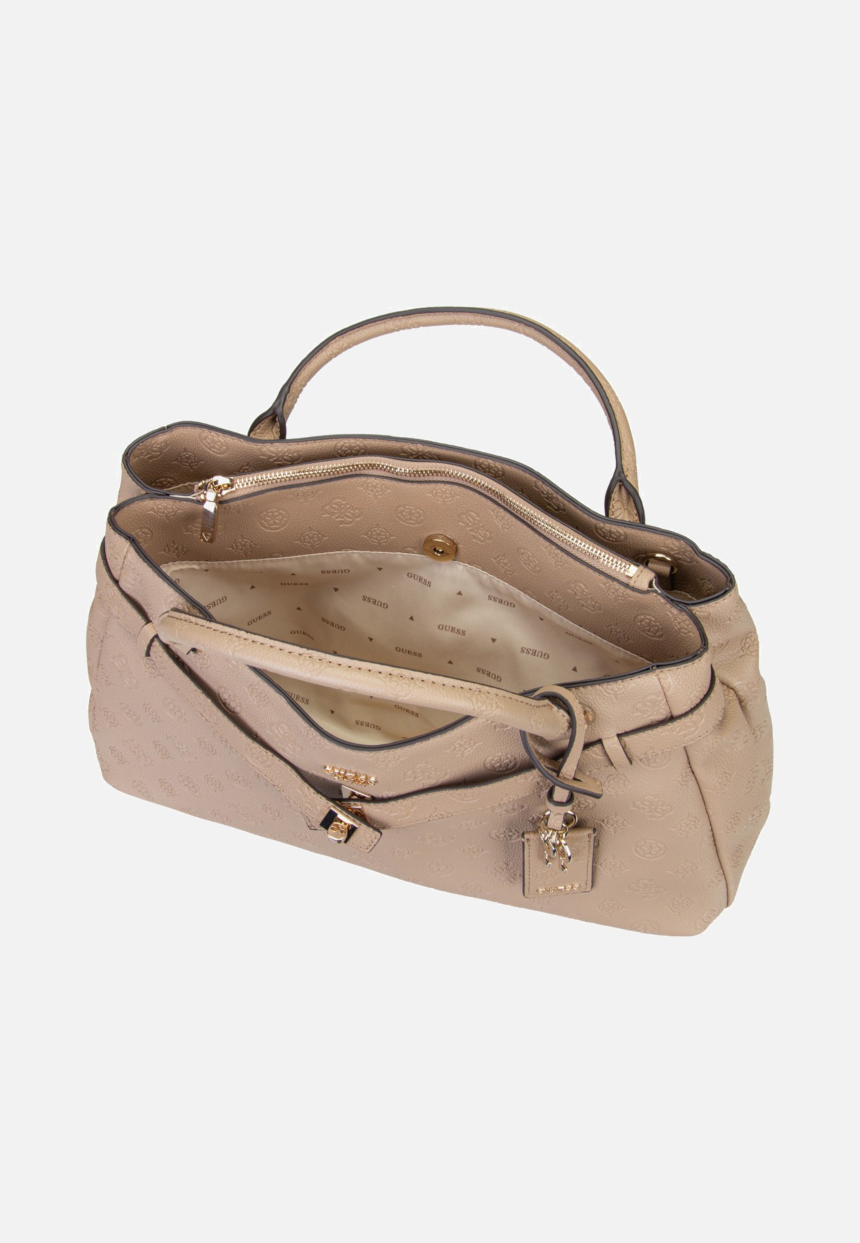Guess Ella Logo Large Girlfriend 46060 Beige Logo Satchel
