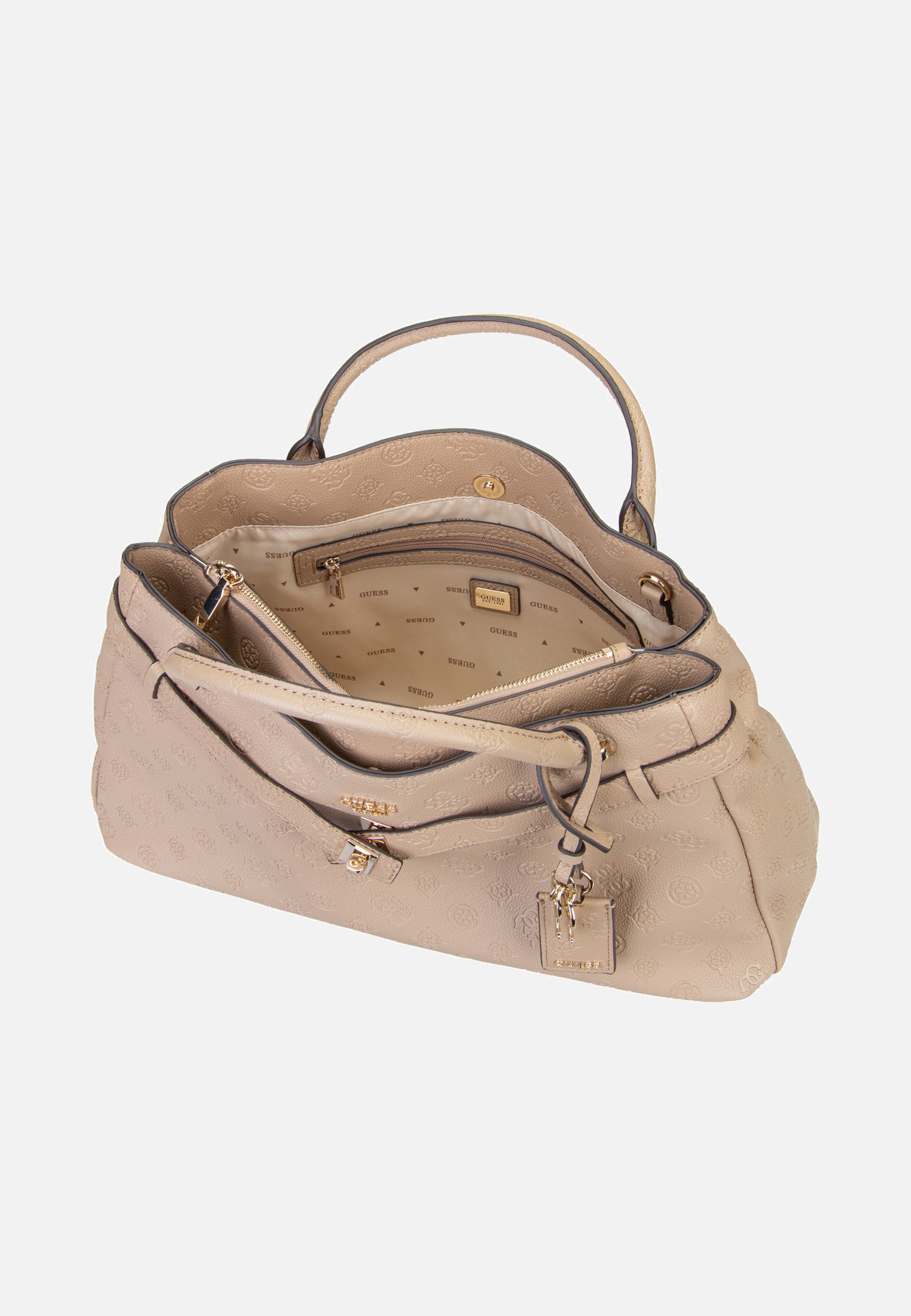 Guess Ella Logo Large Girlfriend 46060 Beige Logo Satchel