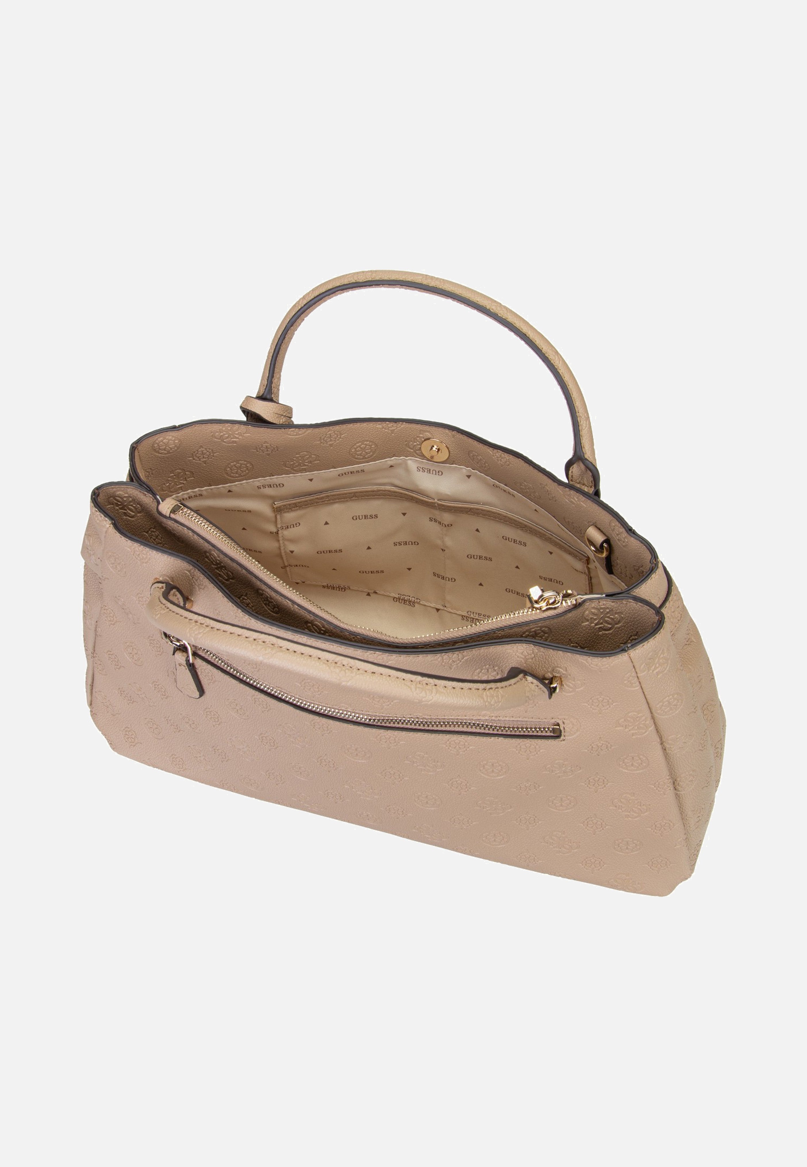 Guess Ella Logo Large Girlfriend 46060 Beige Logo Satchel