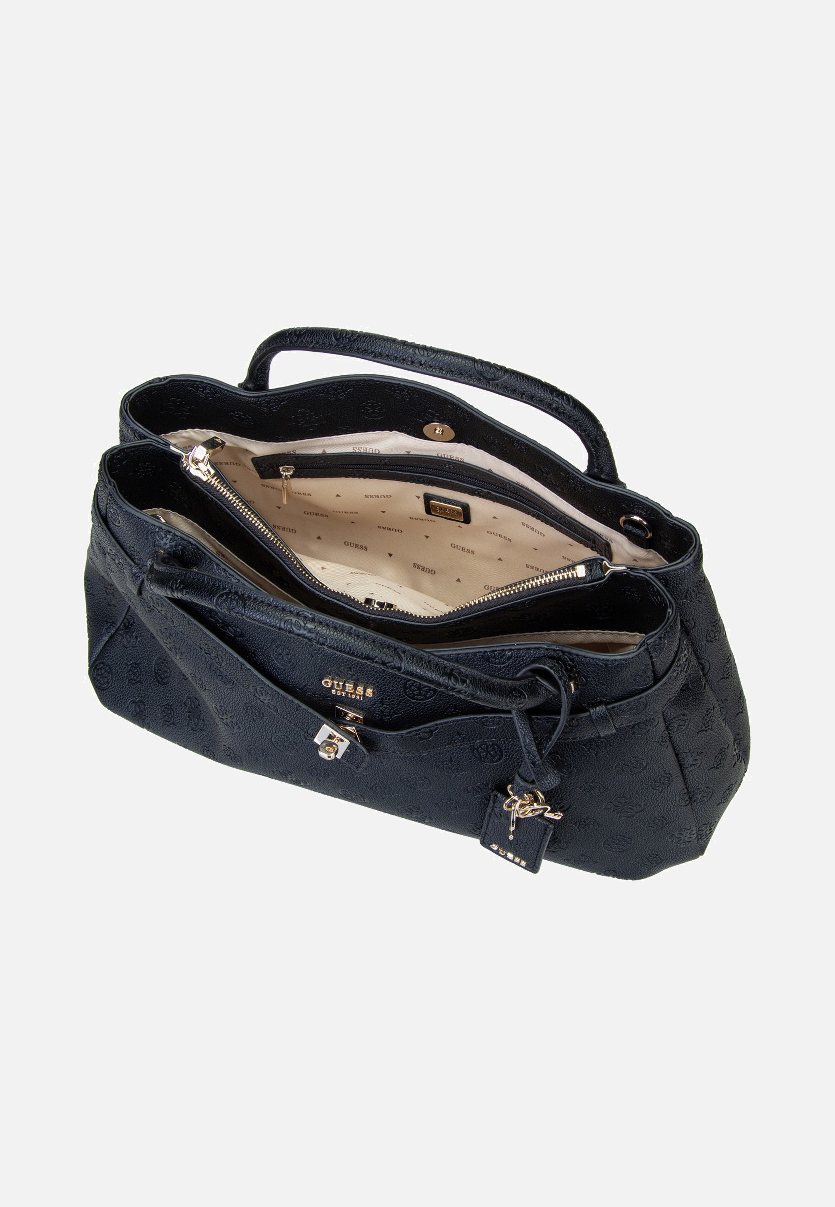 Guess Ella Logo Large Girlfriend 46060 Black Logo Satchel