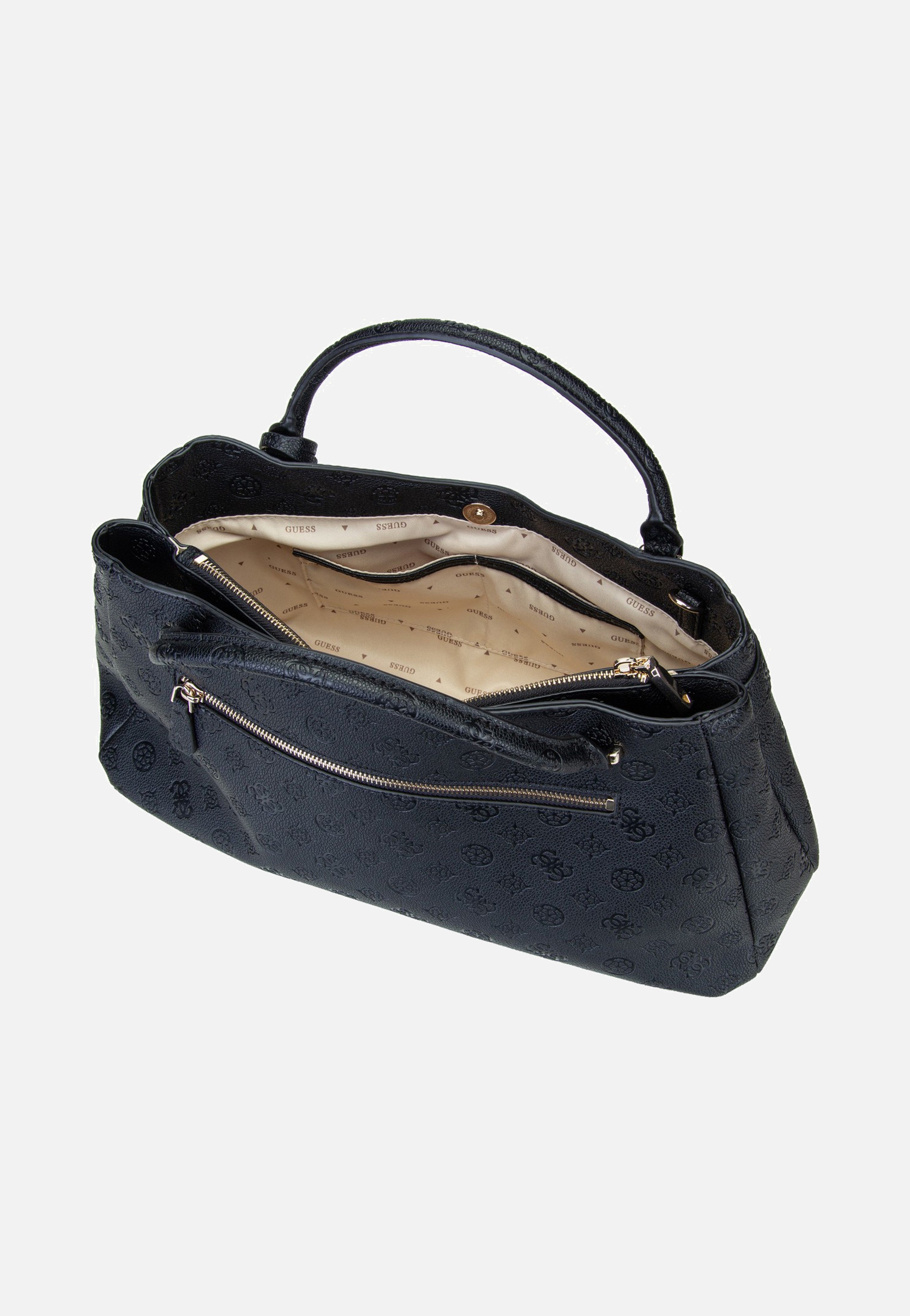 Guess Ella Logo Large Girlfriend 46060 Black Logo Satchel