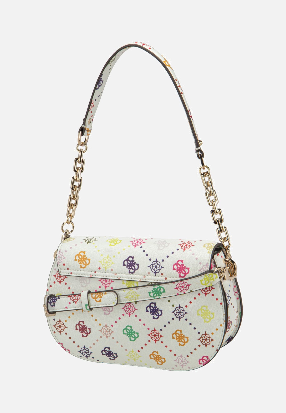 Guess Emelie Logo Flap Shoulder Multi Logo Shoulder Bag