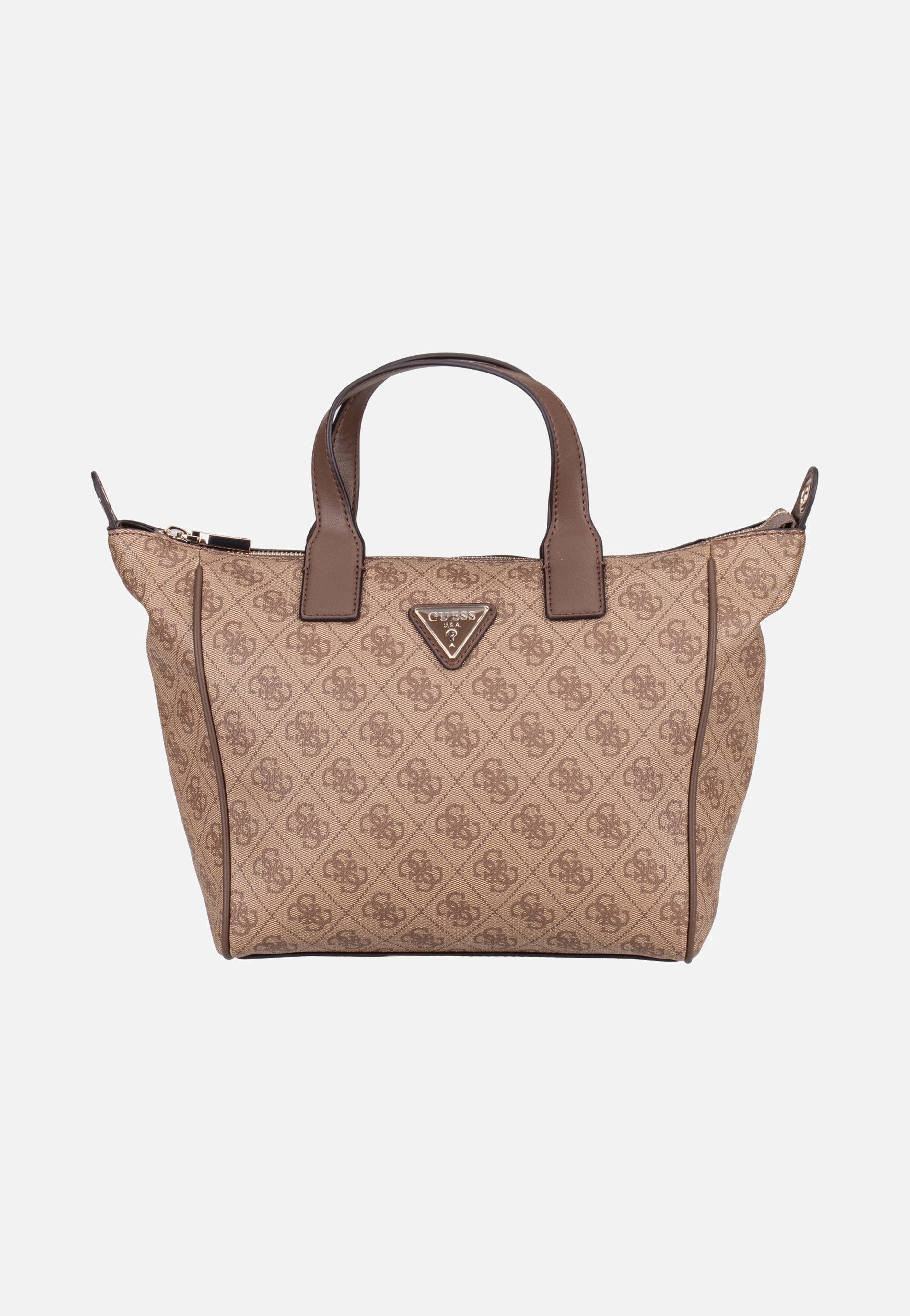 Guess Follie Small Tote Latte Logo Handle Bag